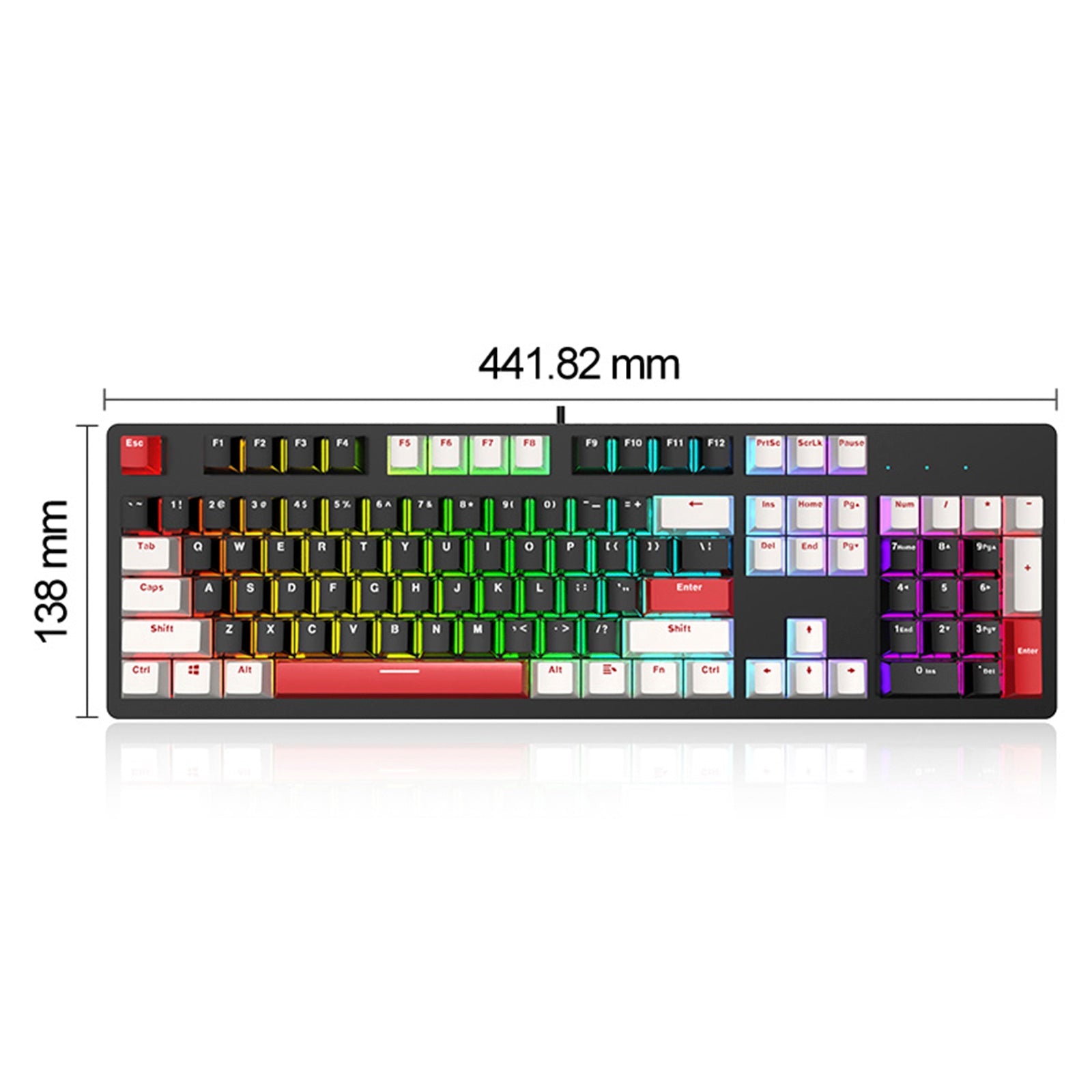 Teclado mecánico para juegos con cable de 104 teclas con interruptores lineales azules y retroiluminación RGB