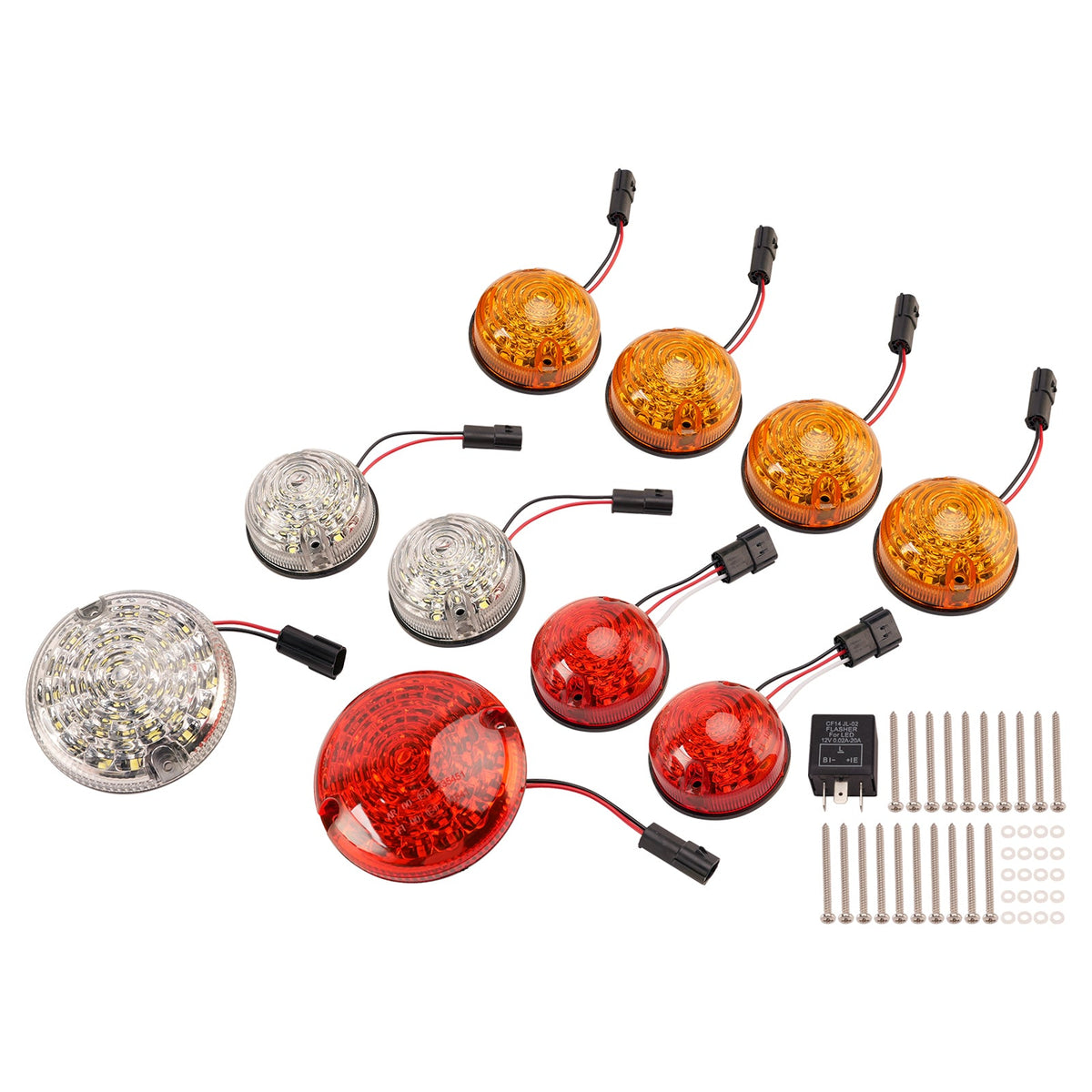 Set van 10 gekleurde LED-achterlichten (dagrijverlichting/mistlampen) voor Land Rover Defender 90/110 (1983-1990).