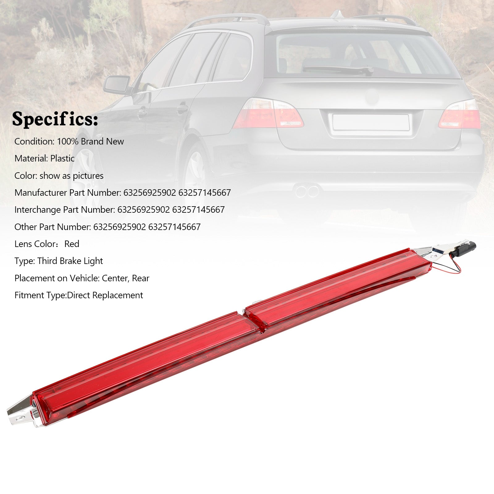 2007 - 2010 BMW Series 5 E60 E61 Facelift Tercero Light Red Bakes 63256925902 6325714567