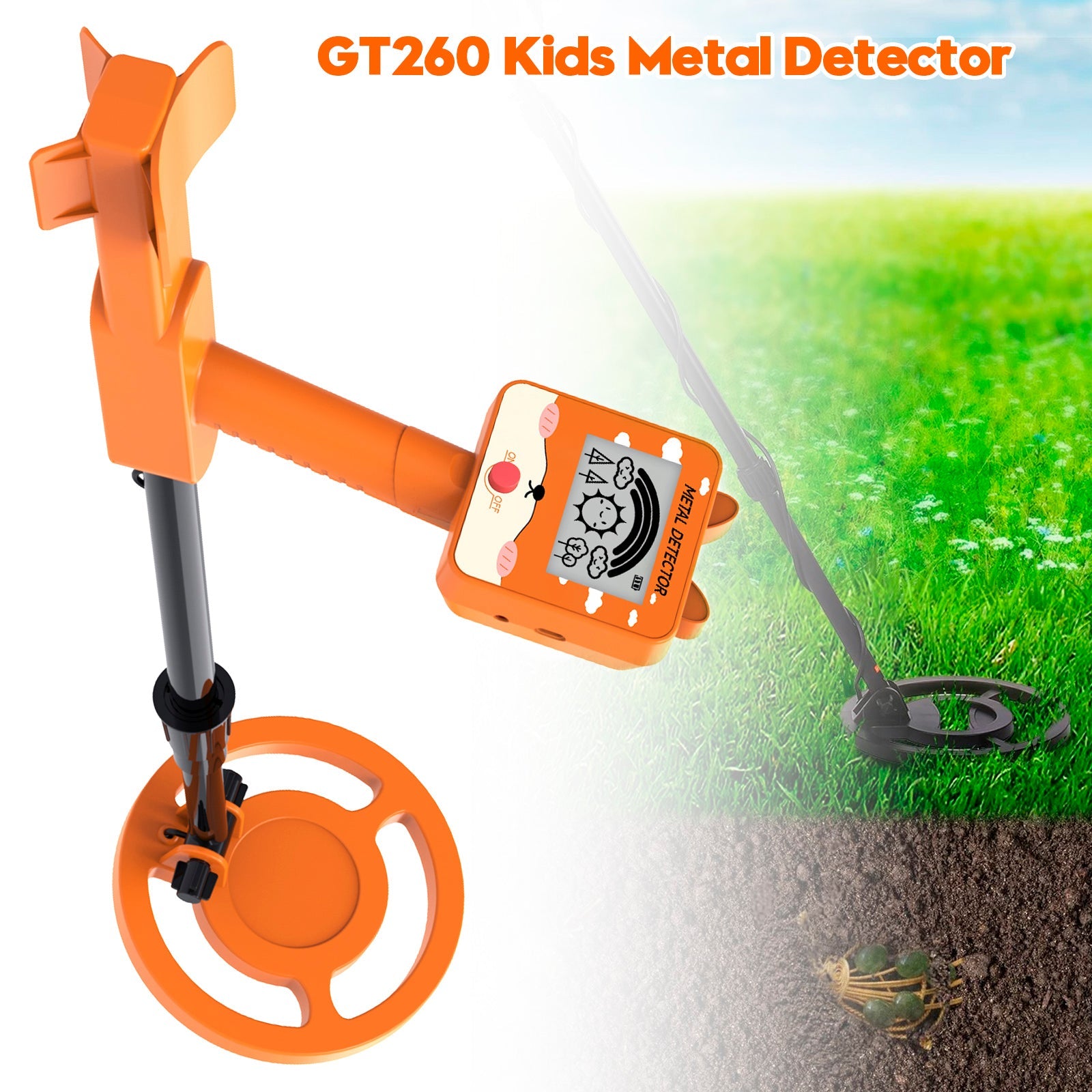 Detector de metales para niños GT260 resistente al agua con bobina de búsqueda de 6,3 pulgadas ORG