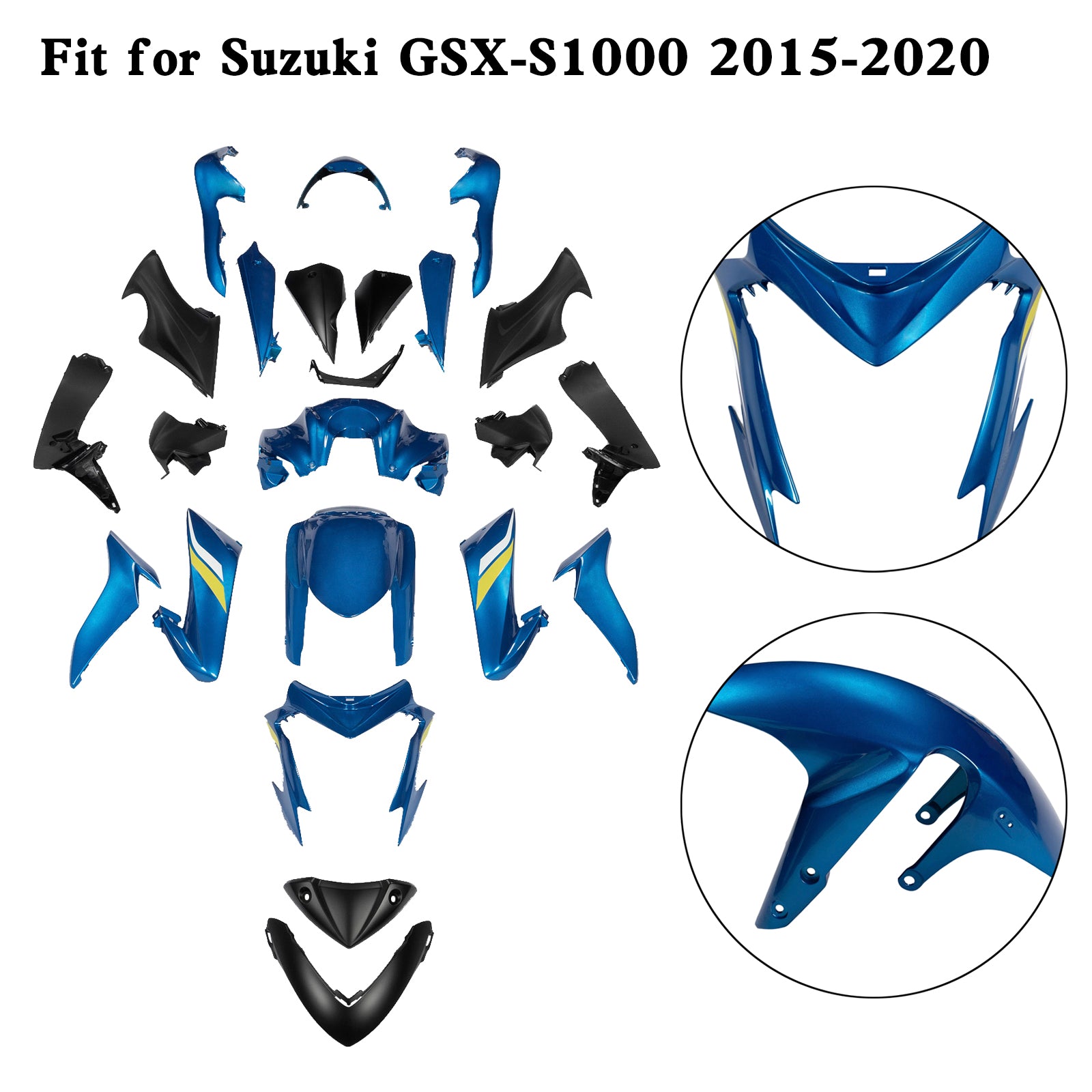 Kit de carénage de carrosserie en plastique injecté pour Suzuki GSX-S 1000 GSXS 2015-2020
