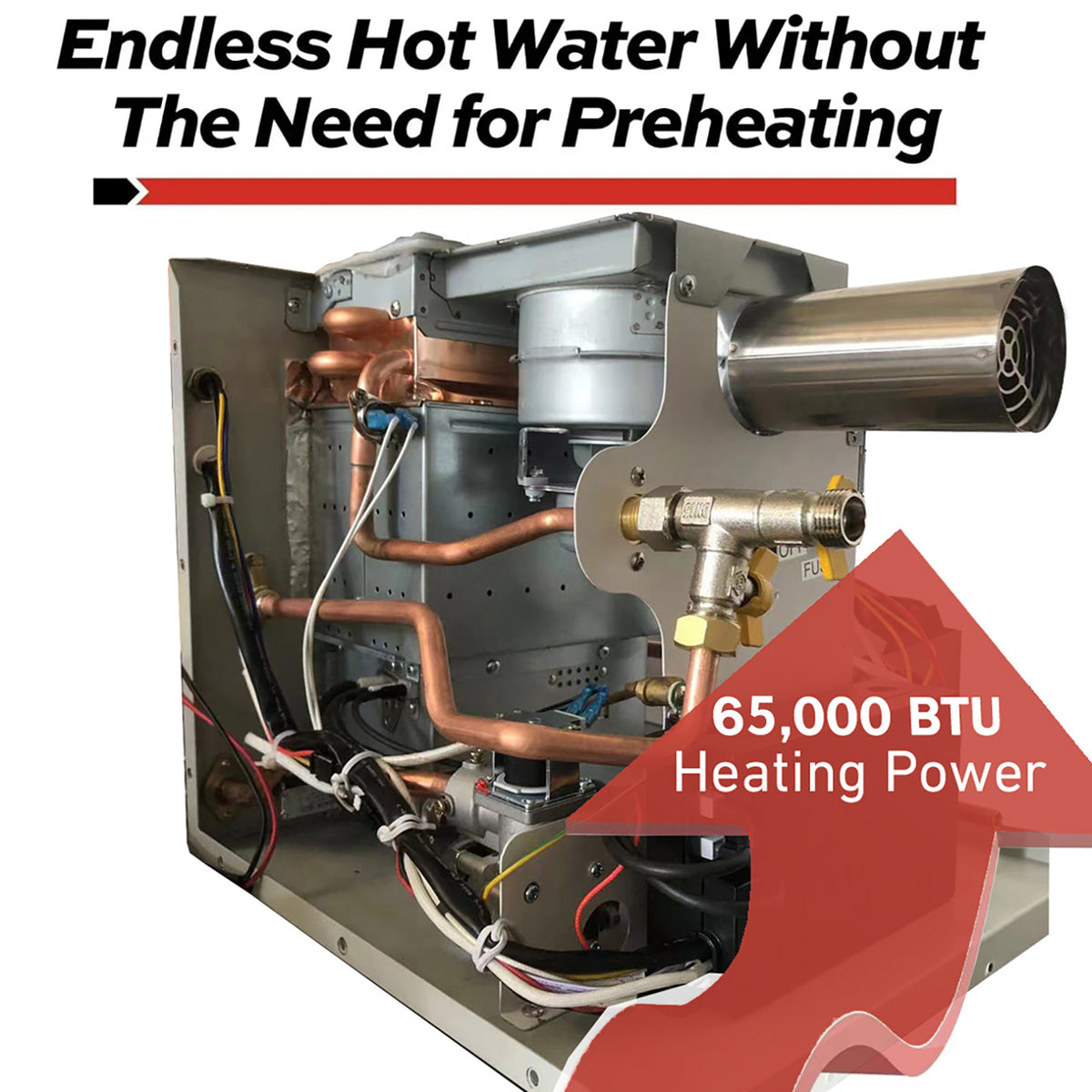 Chauffe-eau sans réservoir pour camping-car au propane 65 000 BTU avec contrôleur et accessoires de douche