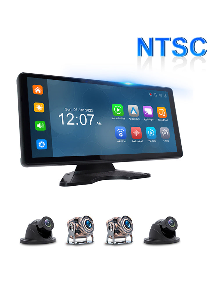 Pantalla táctil cuántica IPS de 10,36 pulgadas 1600x720 para camión RV + 4 cámaras de marcha atrás