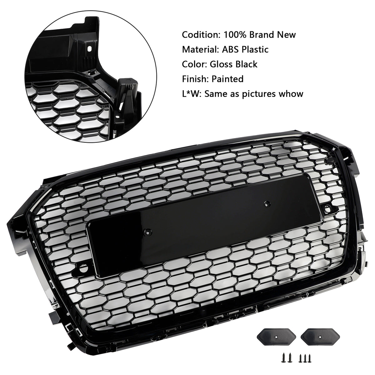 RS Style Honeycomb Bumper Grille Pour Audi A1 S1 8X Facelift 2016-2019 Black
