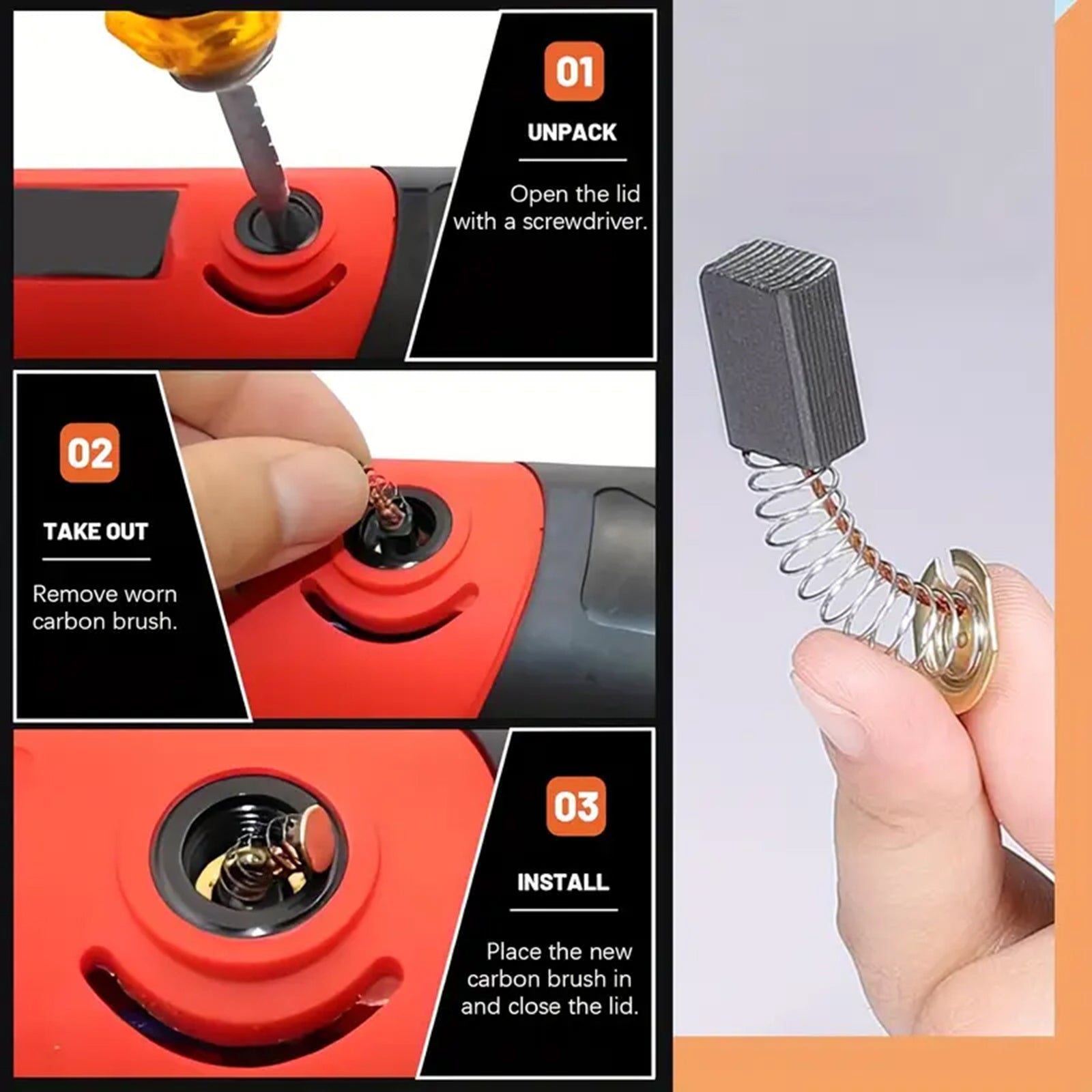 Lot de 46 balais de charbon pour moteur électrique, 23 tailles, pièce de rechange pour réparation d'outils électriques