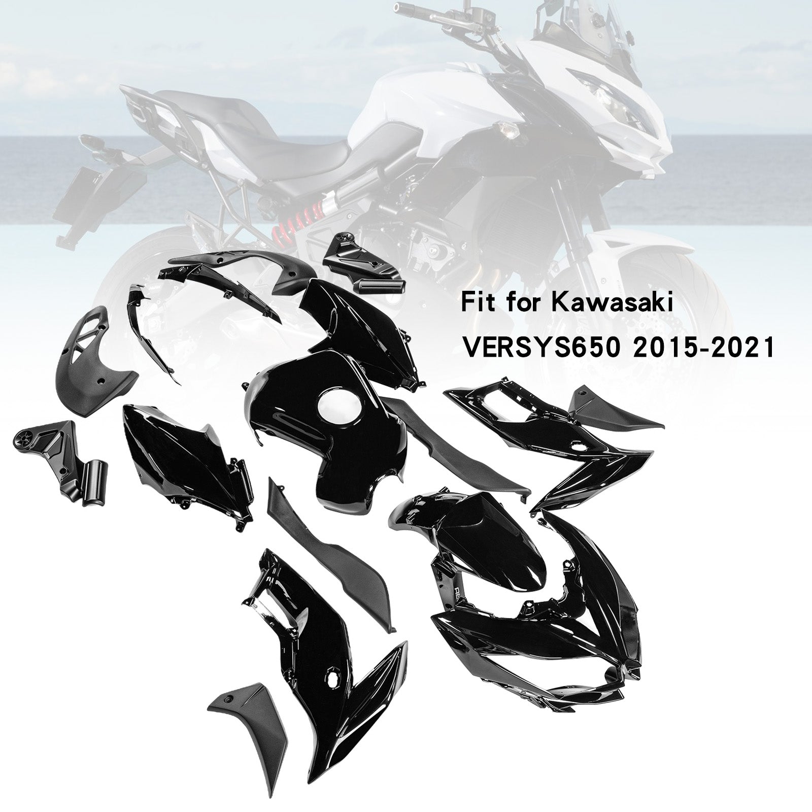 Carénage de carrosserie en plastique ABS d'injection adapté à Kawasaki VERSYS650 2015-2021 13#