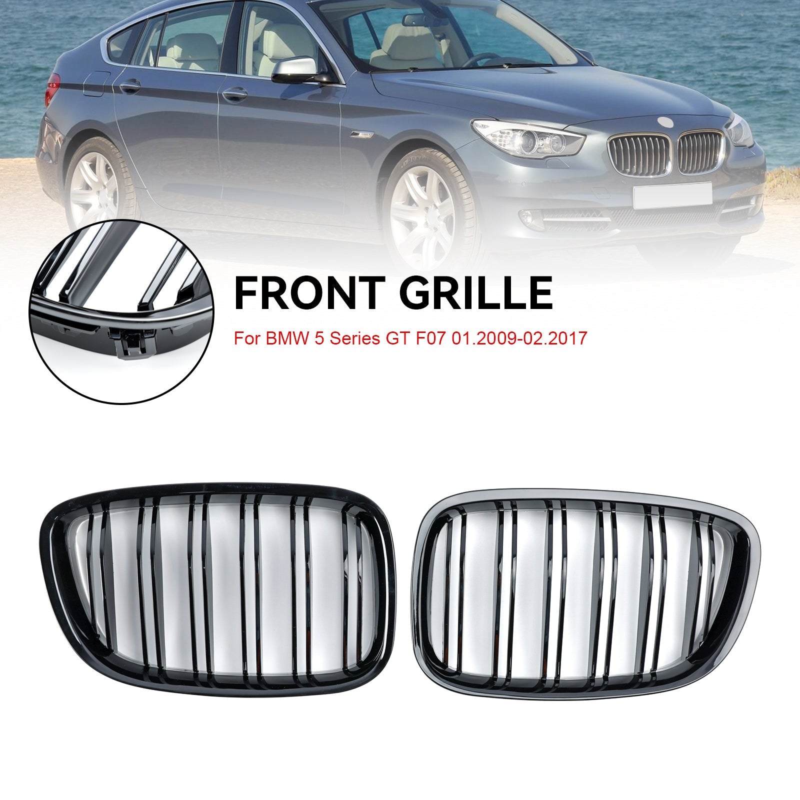 2009-2017 BMW Série 5 GT F07 Grille de calandre avant noir brillant 51137200169 51137200170