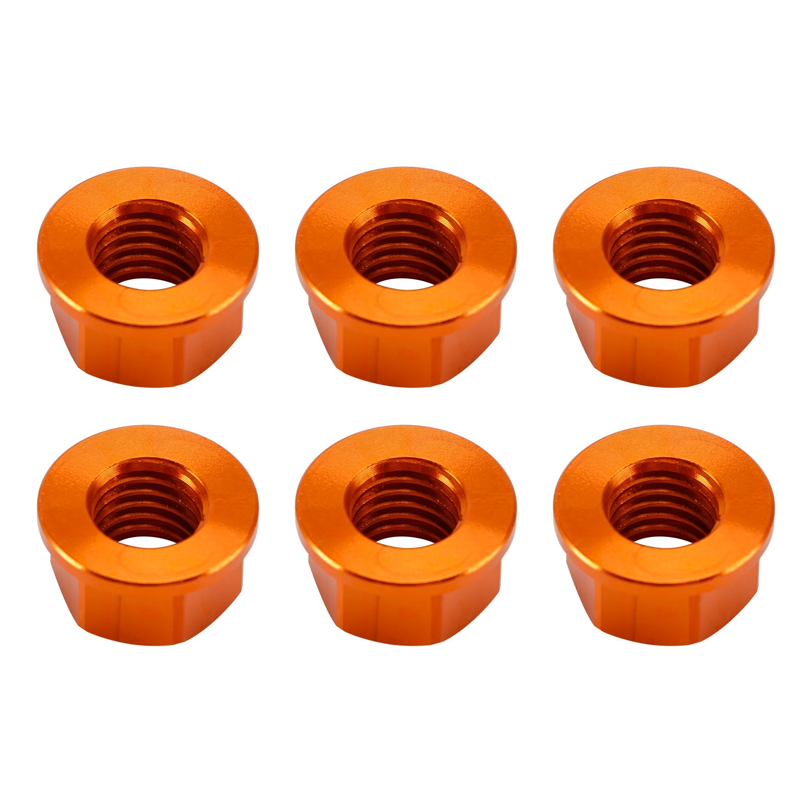Juego de 6 tuercas de brida de piñón trasero de aluminio M10 x 1,5 mm naranja para motocicleta.