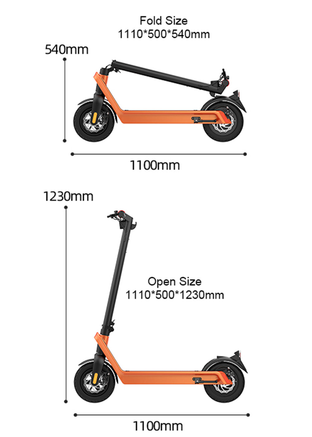 10" gamme électrique se pliante 40km/h du scooter 500W 70KM pour le trajet en ville adulte