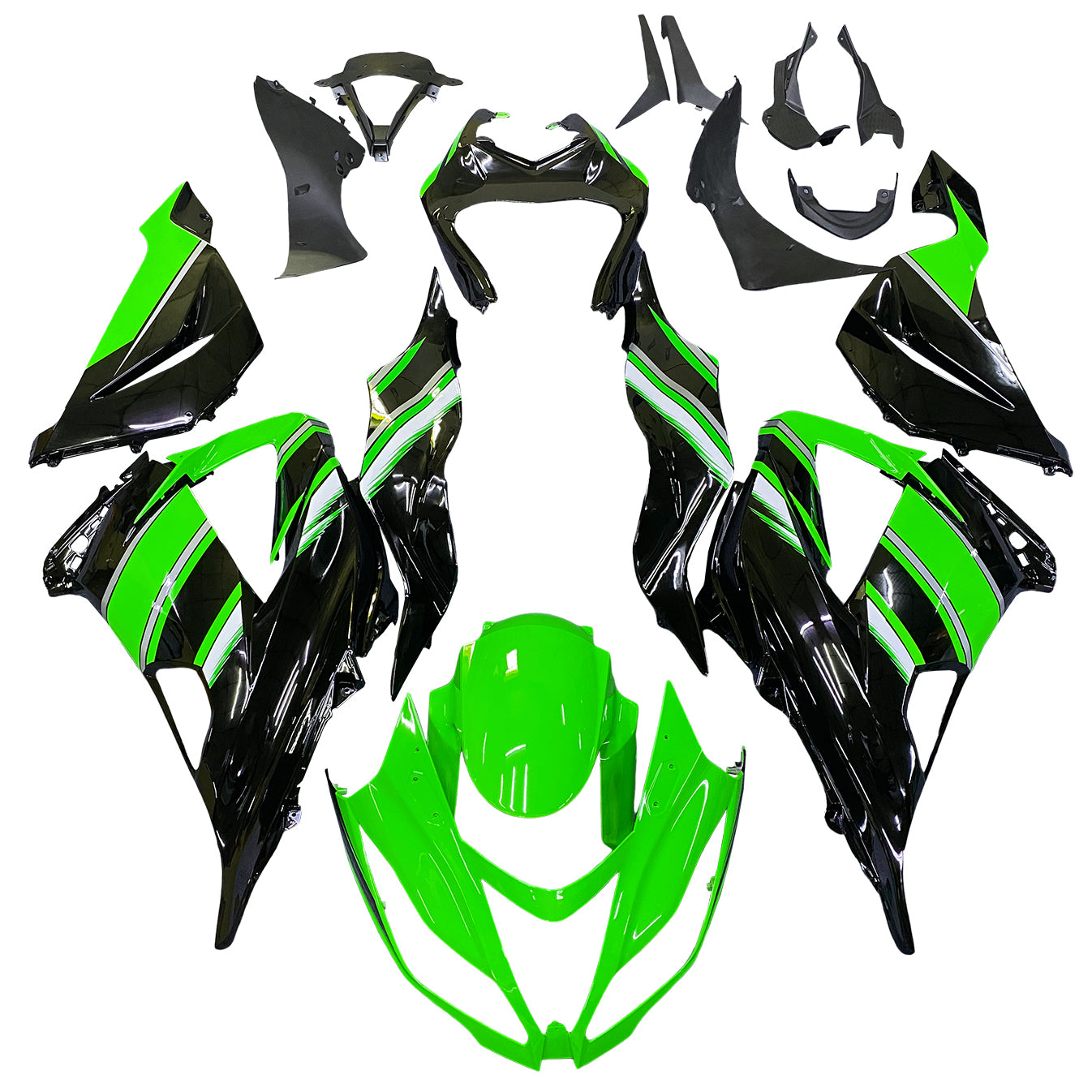 Kit de carénage en plastique moulé par injection vert avec kit de vis pour Kawasaki ZX-6R 2013-2018