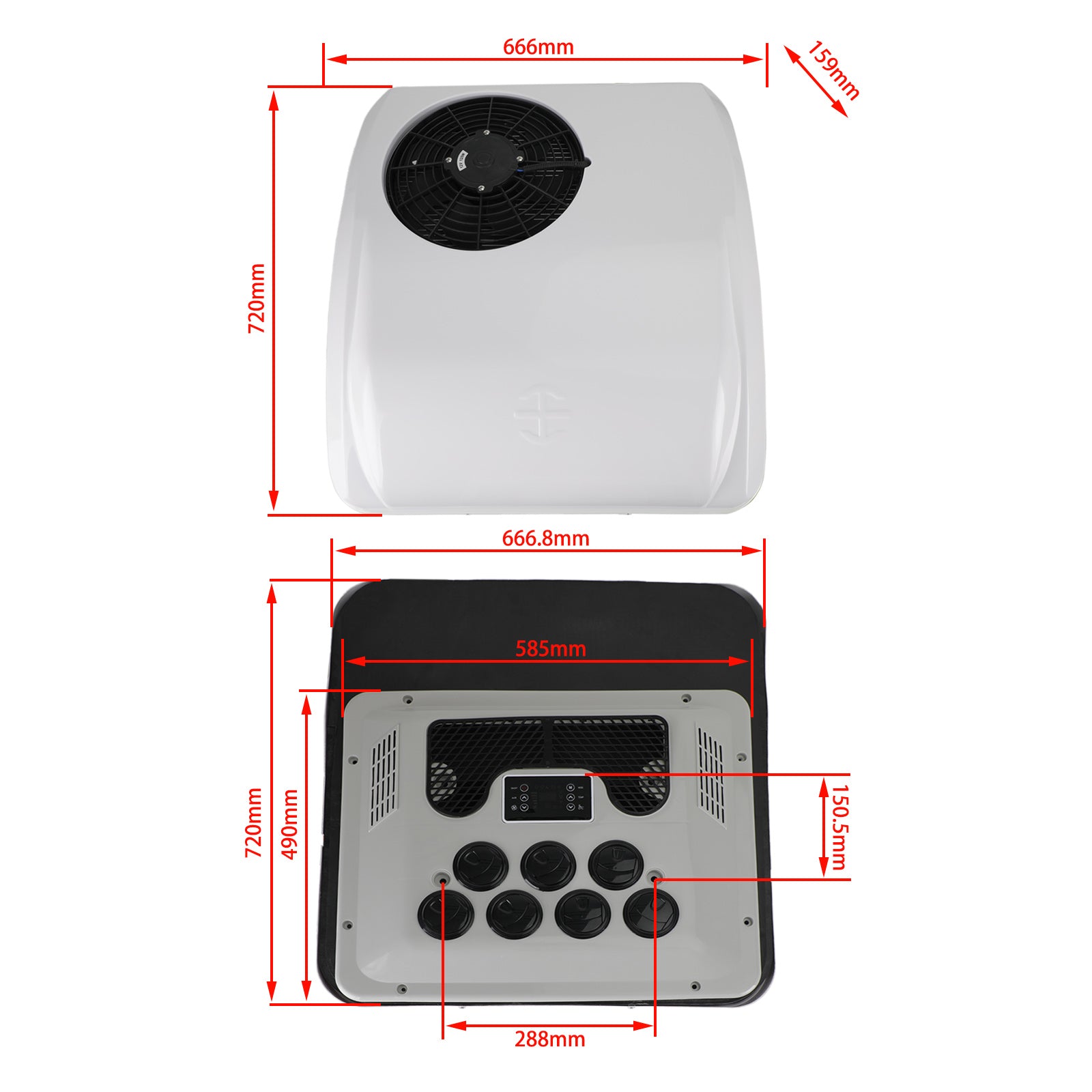 RV Air Climatiner Camper Camper Camper Nie LED AC AC/Cooling Unit