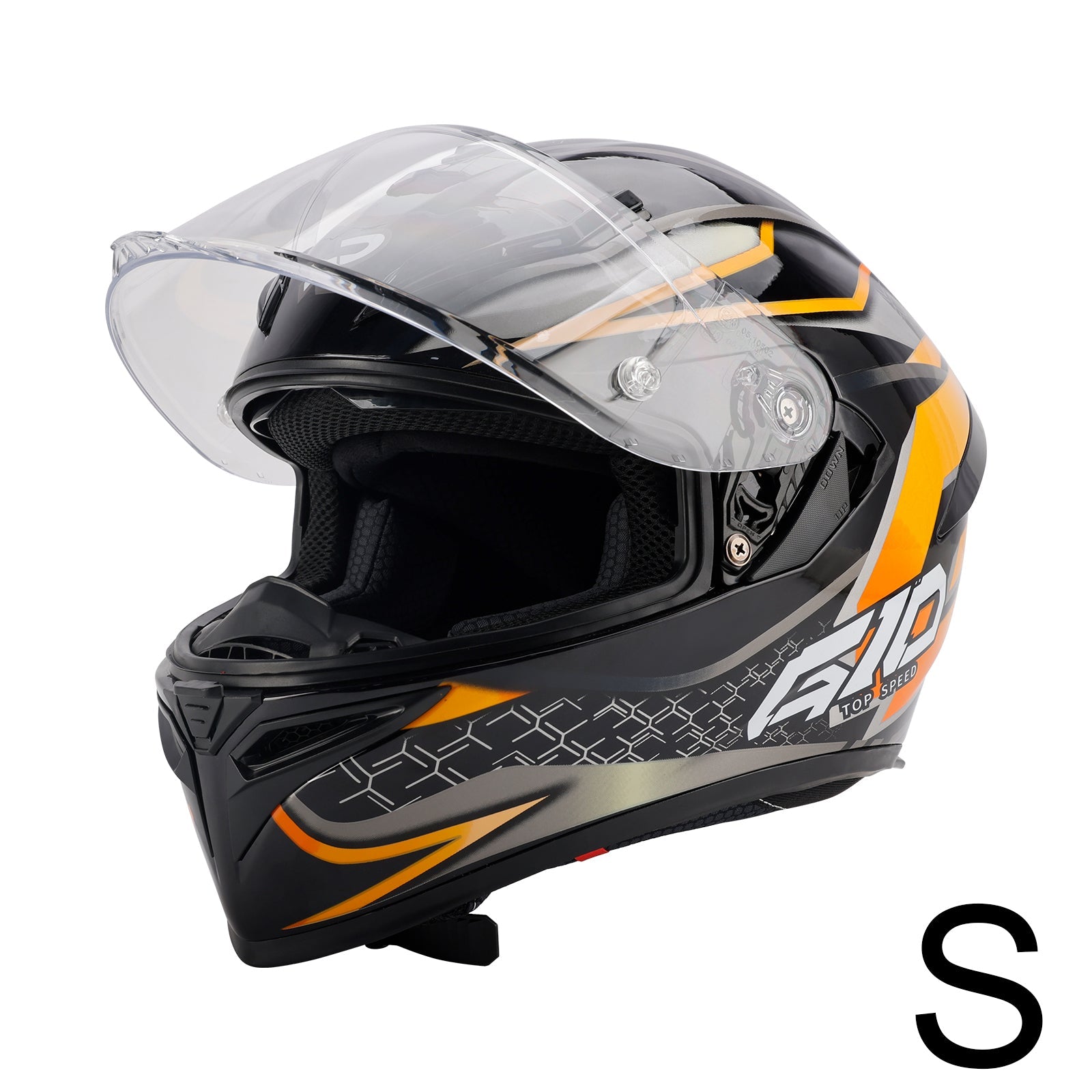 Casque moto intégral DOT pour adulte, orange