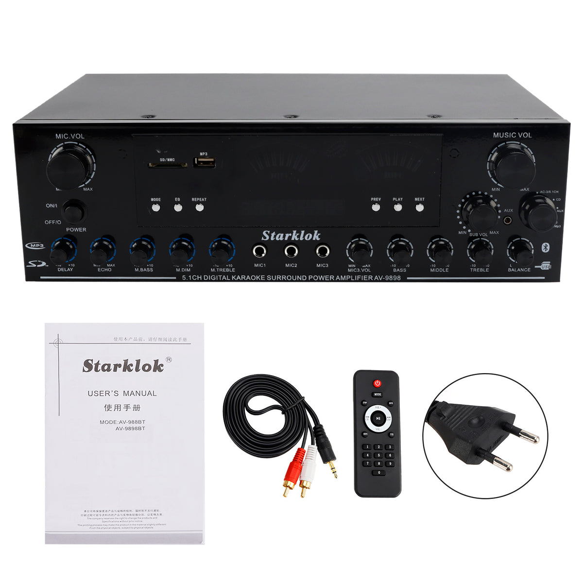 Bluetooth HiFi 3000W stéréo Power Amplificateur 5.1-Channel Subwoofer Amplifier