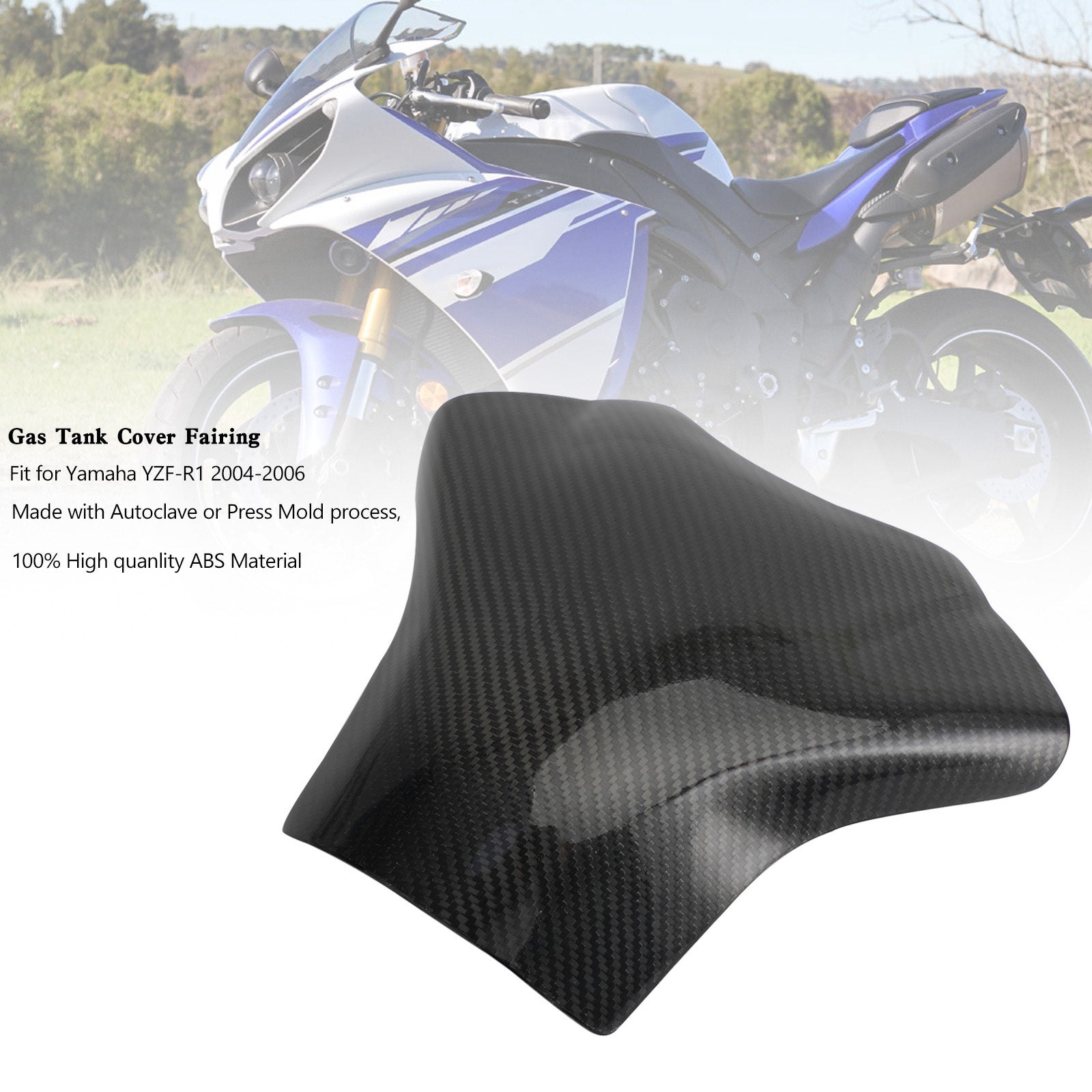 2004-2006 Yamaha YZF-R1 Carbone Protecteur de carénage de panneau de couverture de réservoir de gaz