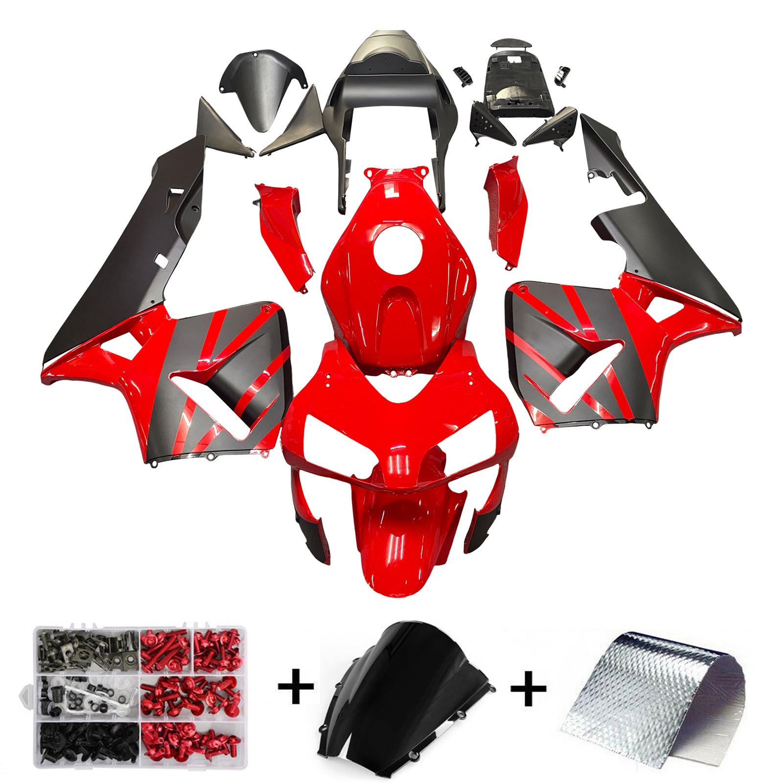 Kit de carénage complet en ABS pour Honda CBR600RR 2003-2004 Rouge