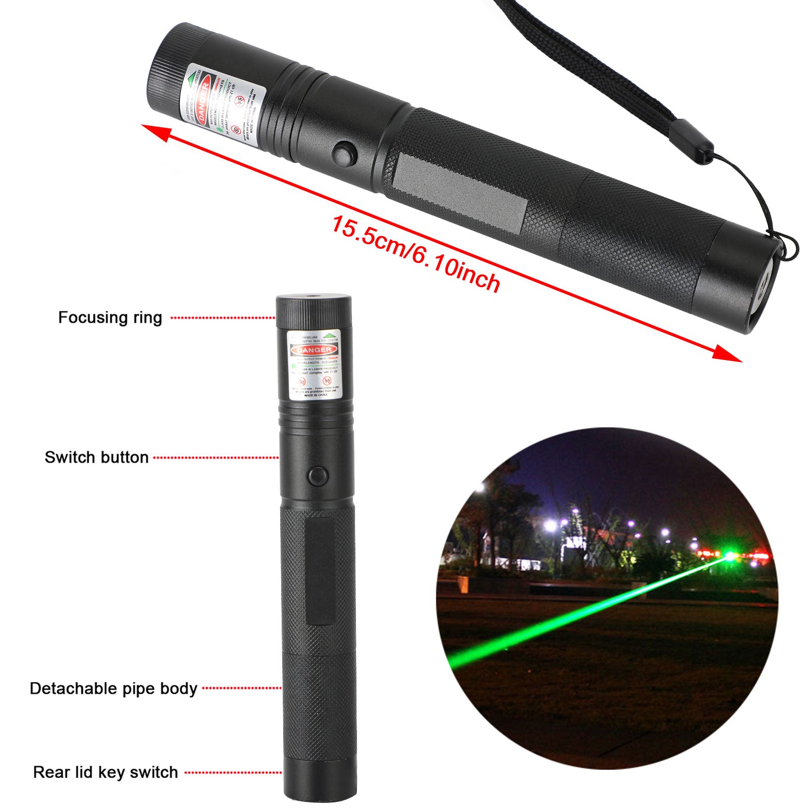 Pointeur Laser Faisceau Ultra Puissant Vert 532nm 90 Miles
