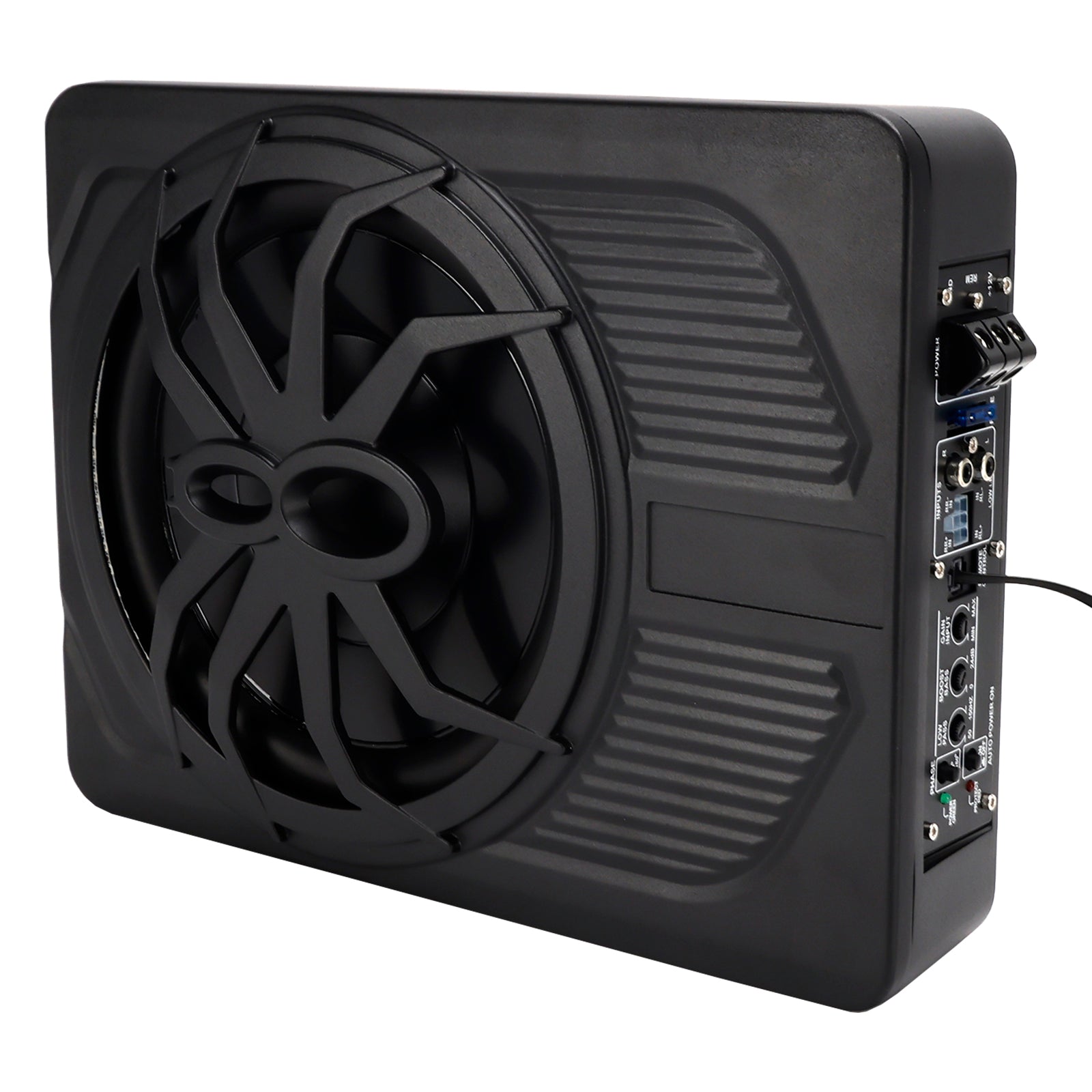 1200W Caisson de basses actif plat 10" 12V pour voiture, SUV et monospace, à installer sous le siège