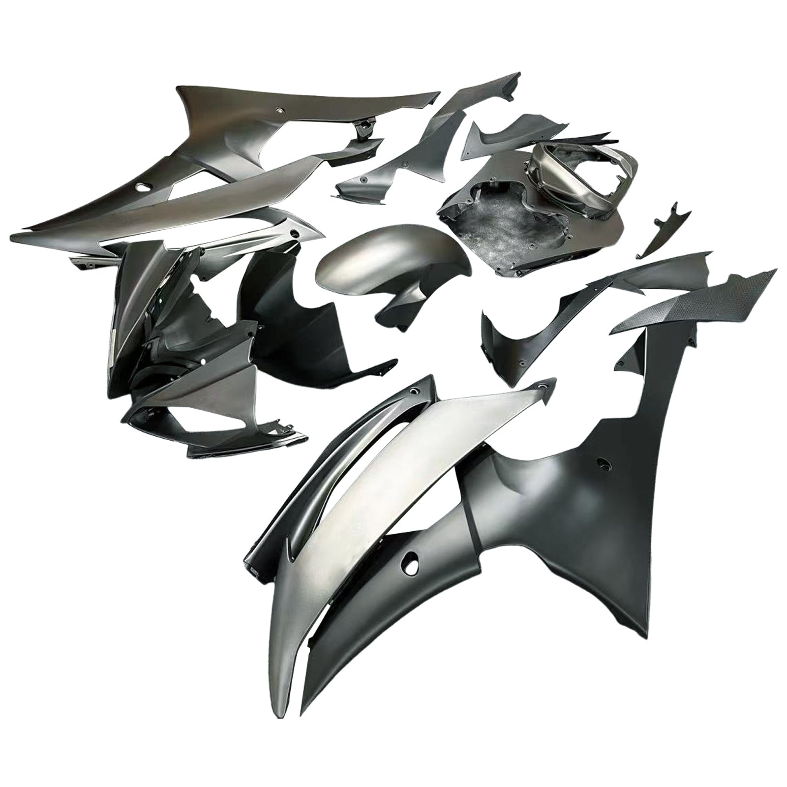 Kit de carénage en plastique moulé par injection gris et noir pour Yamaha YZF-R6 2008-2016Kit de carénage en plastique moulé par injection gris et noir pour Yamaha YZF-R6 2008-2016