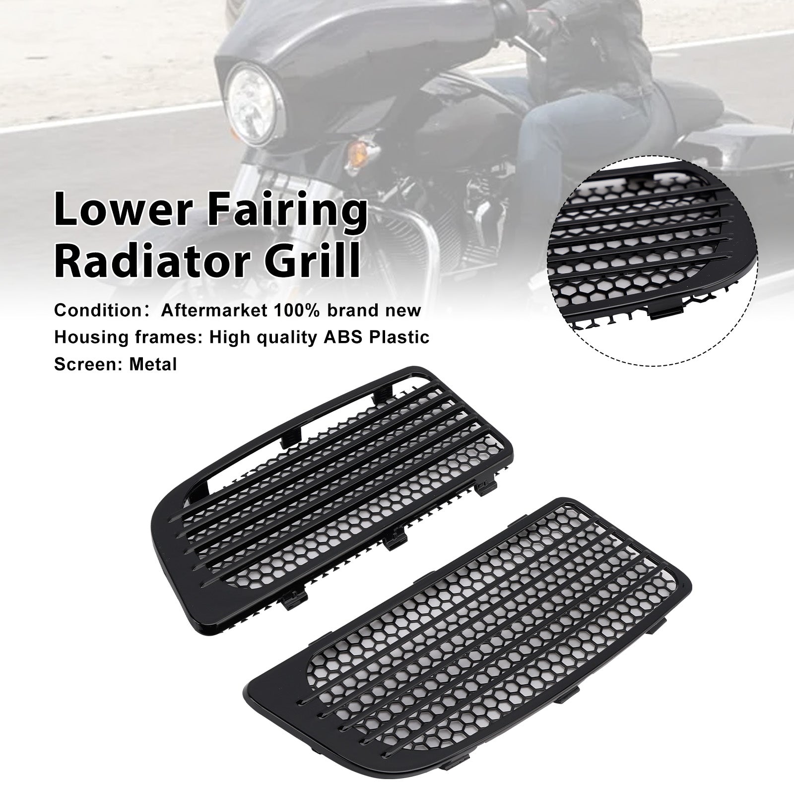 Grille de radiateur de carénage inférieur compatible avec Road Glide King FLHR Special FLTRXS
