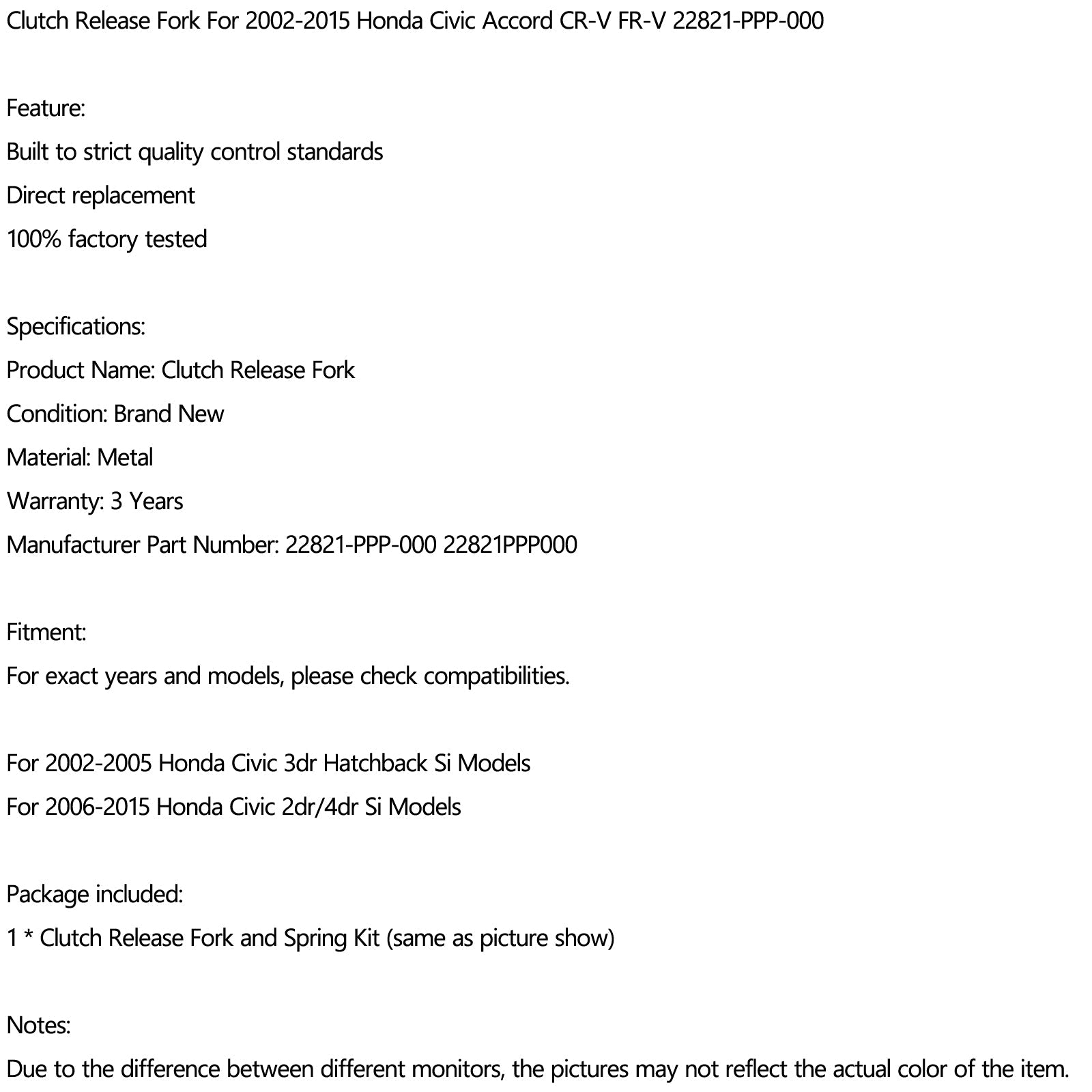 Configuración de la bifurcación para Honda Civic Accord SI 2002-2015 22821-PPP-000