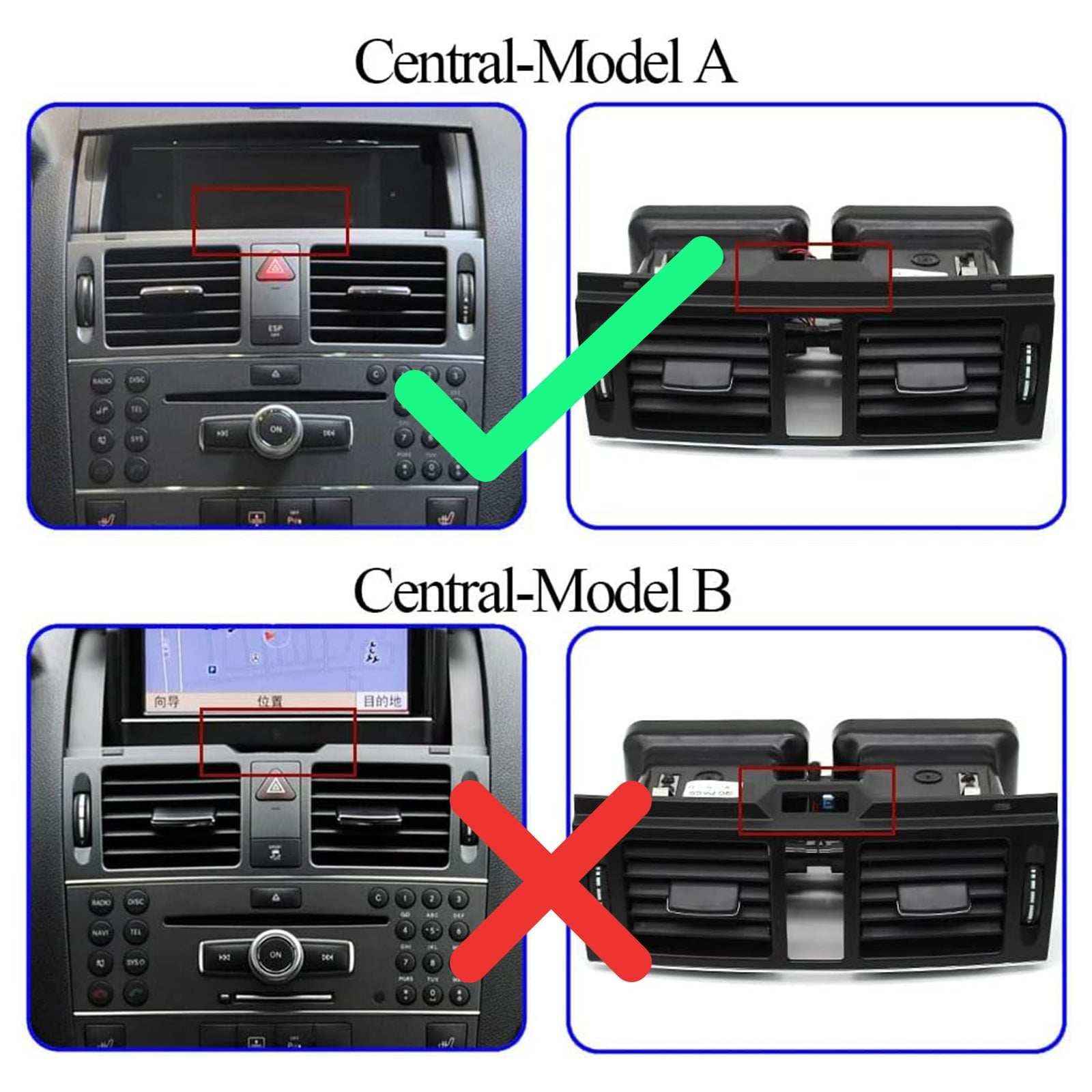 Dashboardventilatie-unit voor Mercedes-Benz W204 (Basisversie) 2007-2010, referentie 2048304054