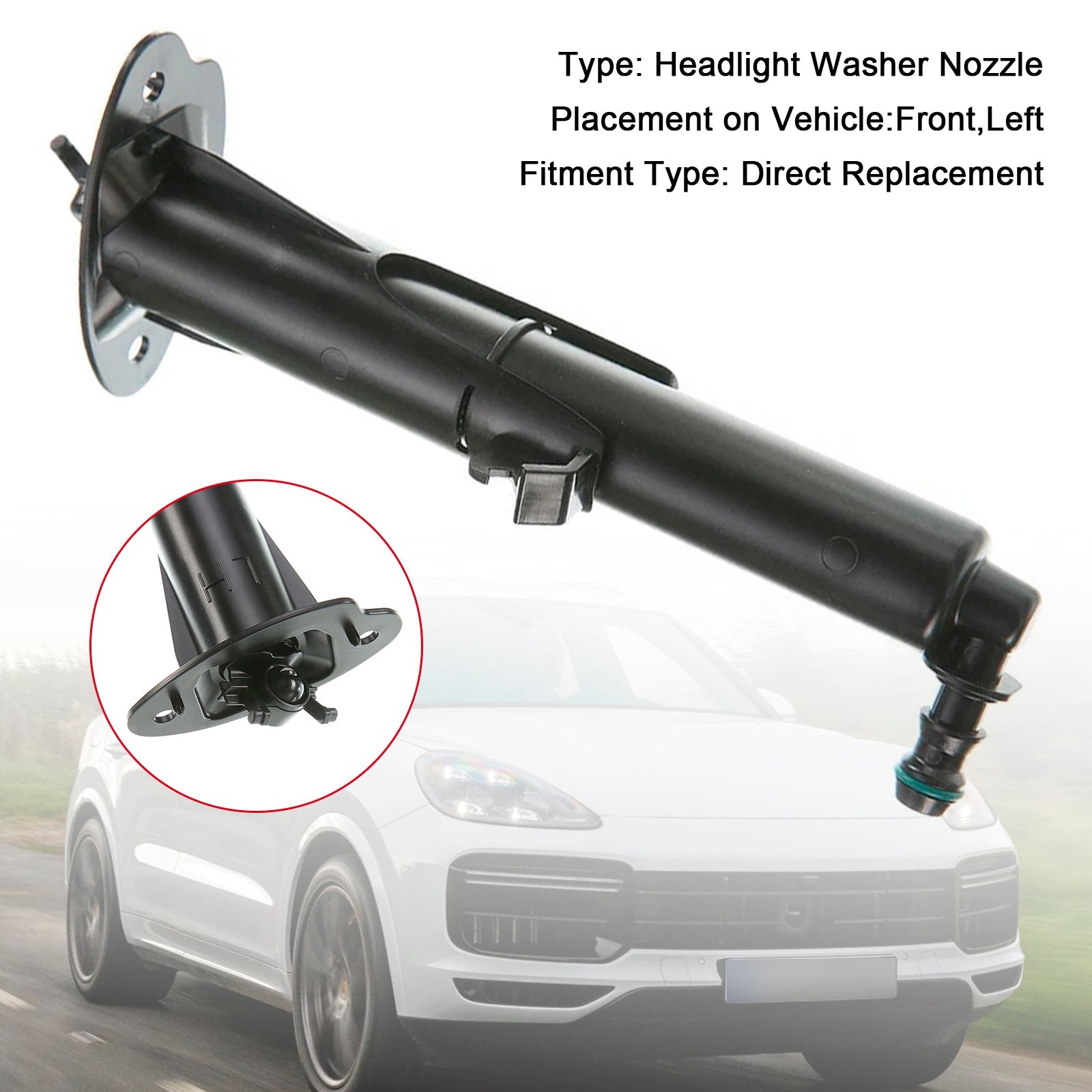 Buse de lave-phare avant gauche pour Porsche Cayenne 2015-2017, référence 95862816110