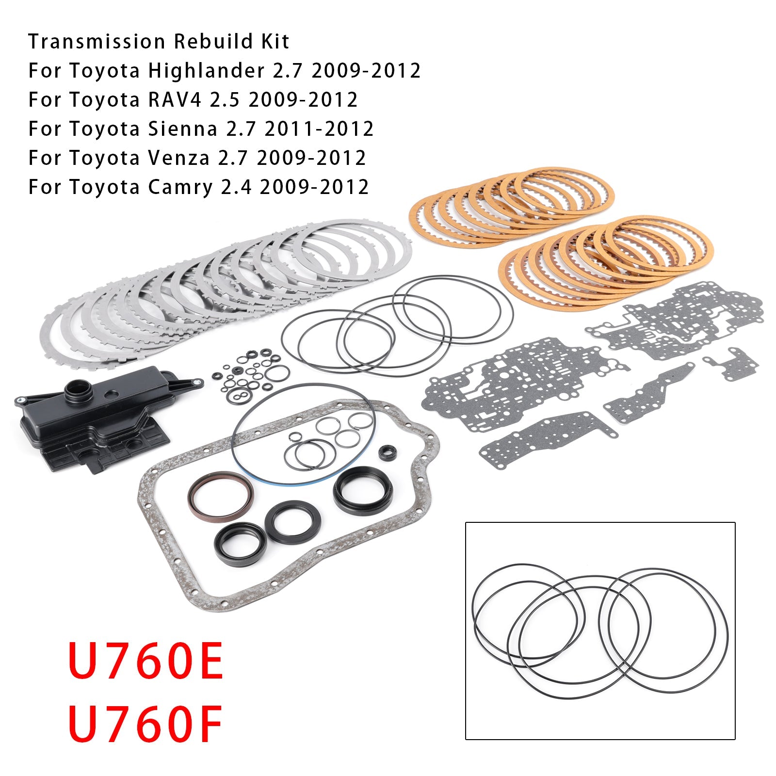 Kit de réfection complet de la transmission avec filtre pour Toyota Venza 2.7 (2009-2012) U760E U760F