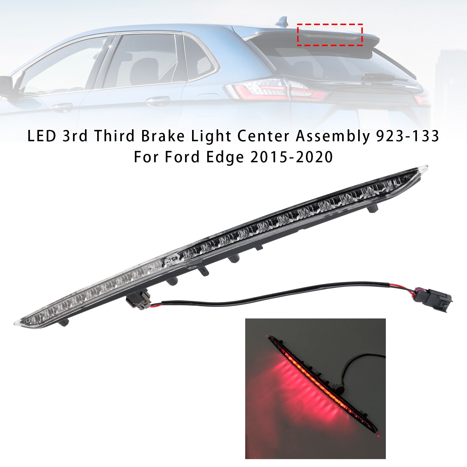 LED 3er Tercero Conjunto de centro de luz de freno 923-133 para Ford Edge 2015-2020