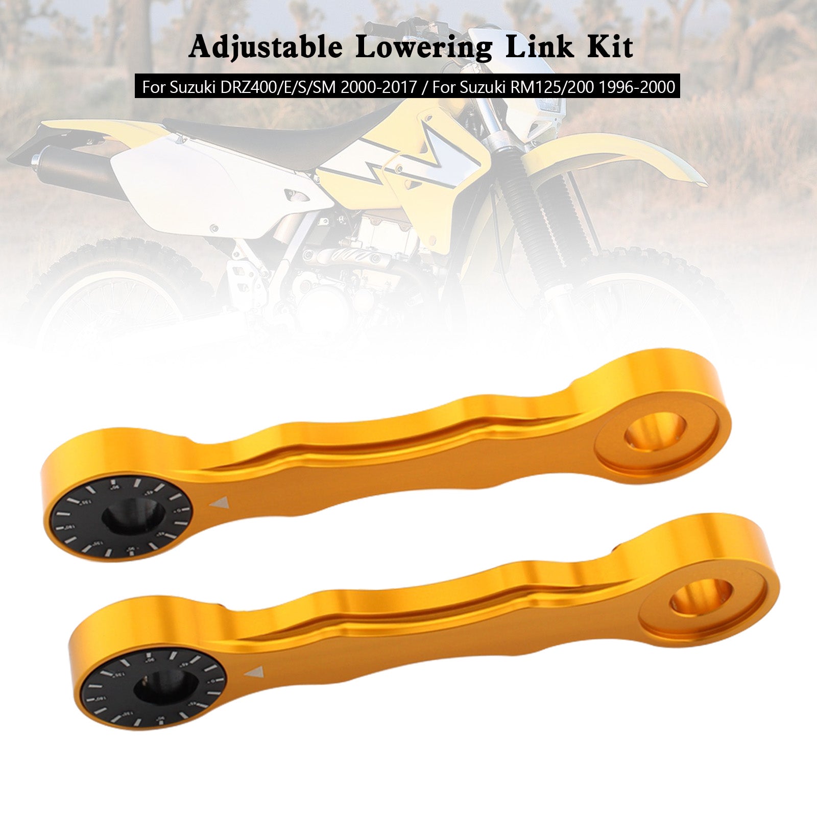 Kit de enlace de descenso ajustable para Suzuki DRZ400/E/S/SM 00-17 RM125/200 96-00