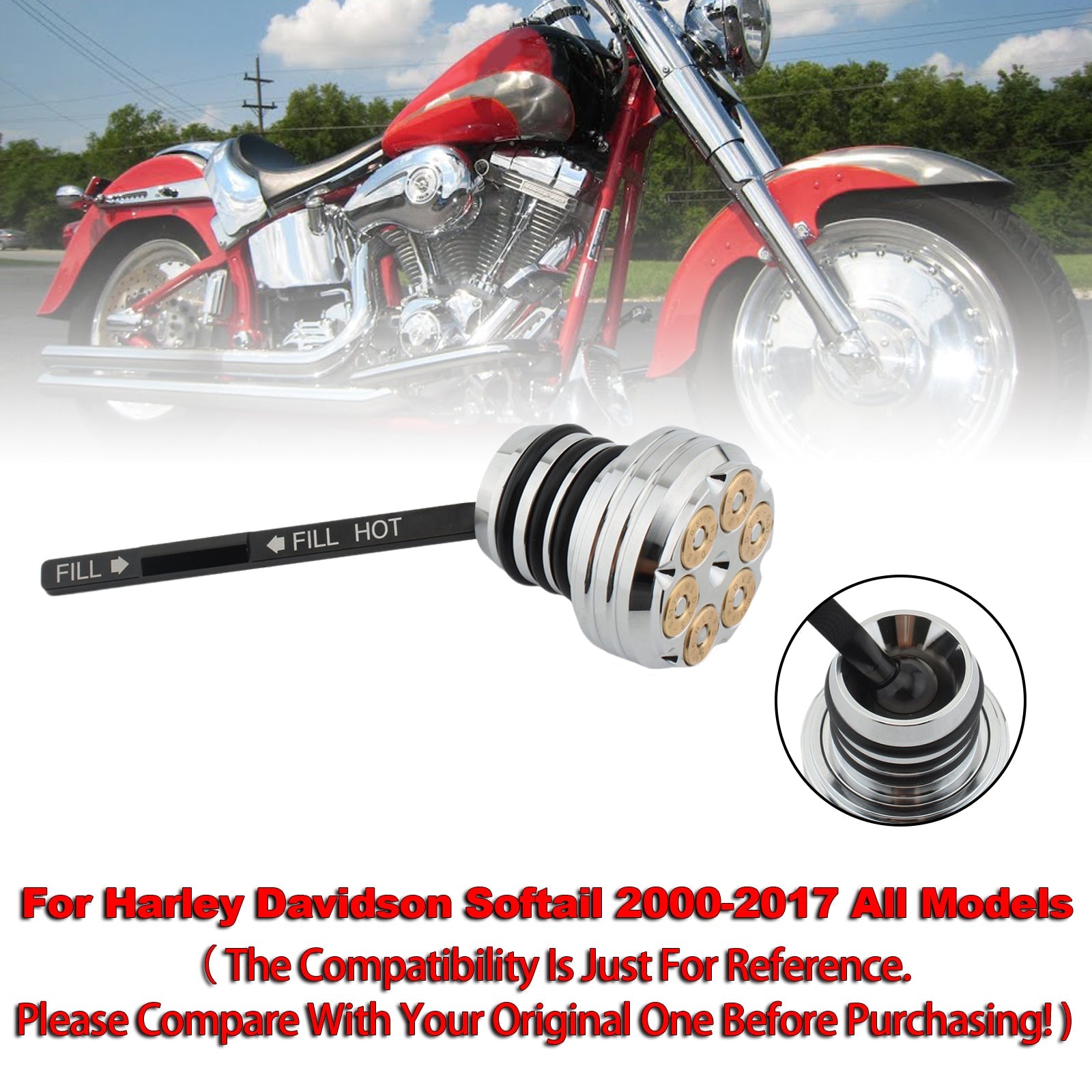 Tapa del tanque de medidor de aceite para Softail 2000-2017 Todos los modelos