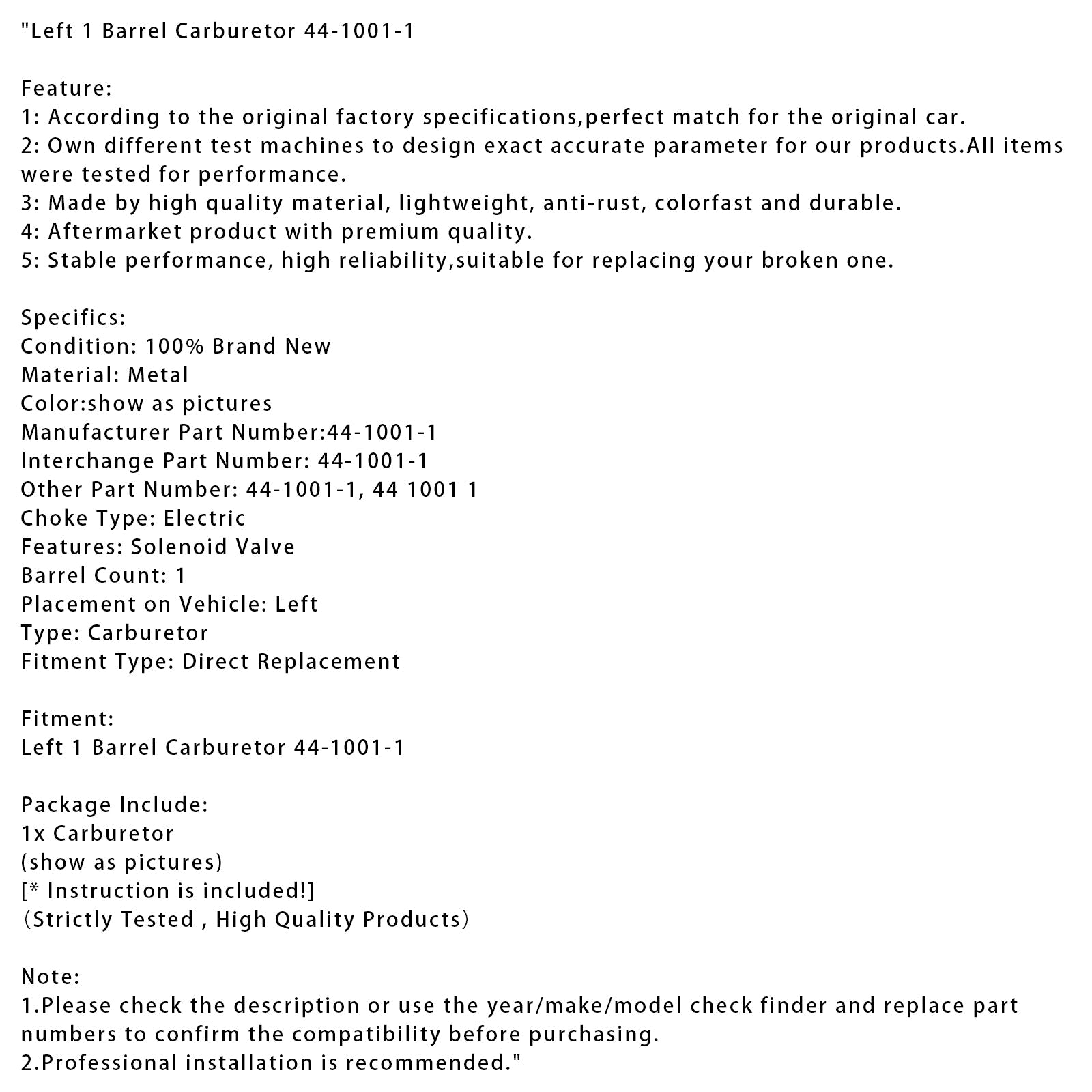 1 lewy gaźnik ciała 44-1001-1