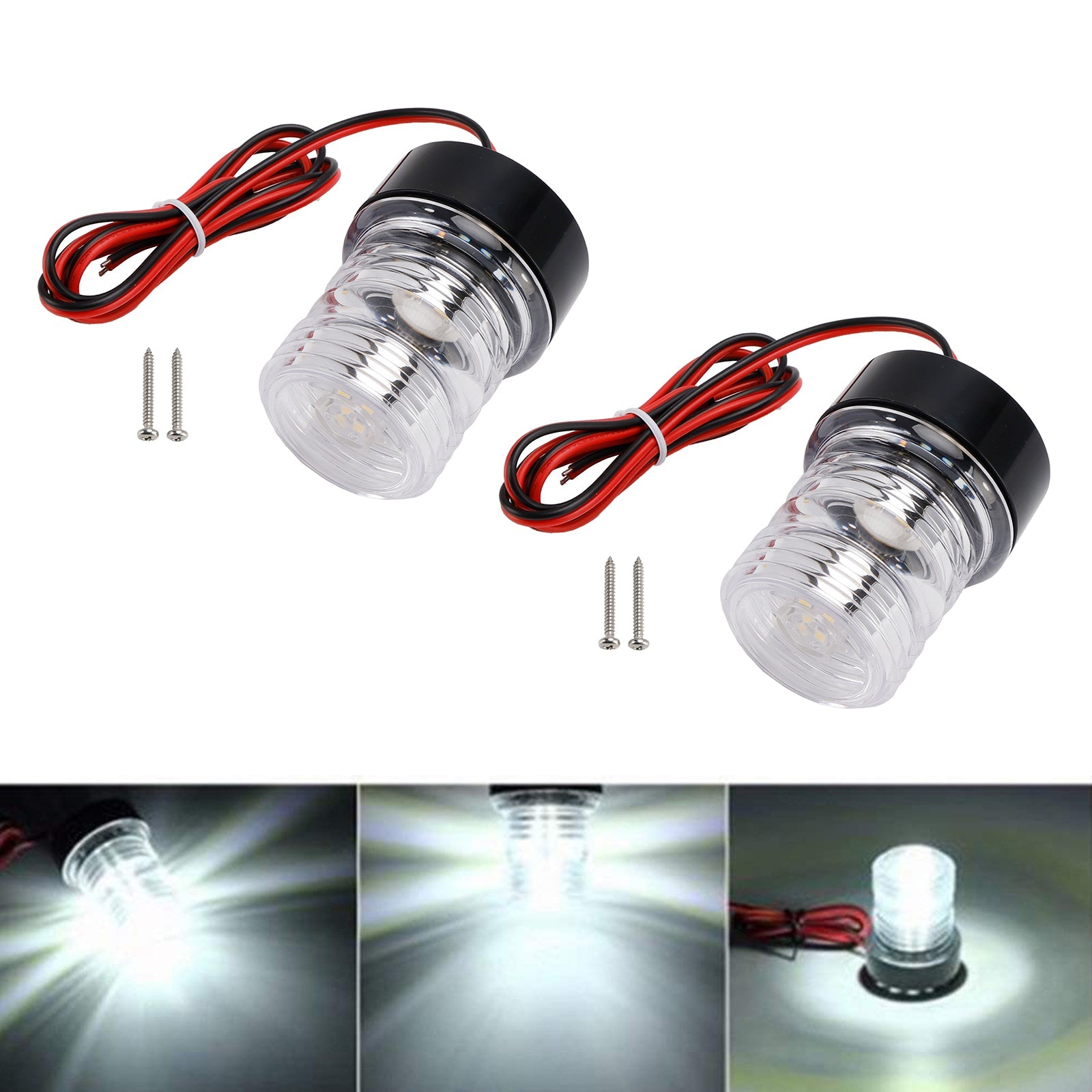 Feu de signalisation de navigation 10-24 V CC 2,7 W IP66, lampe ronde pour mouillage, bateau ou yacht