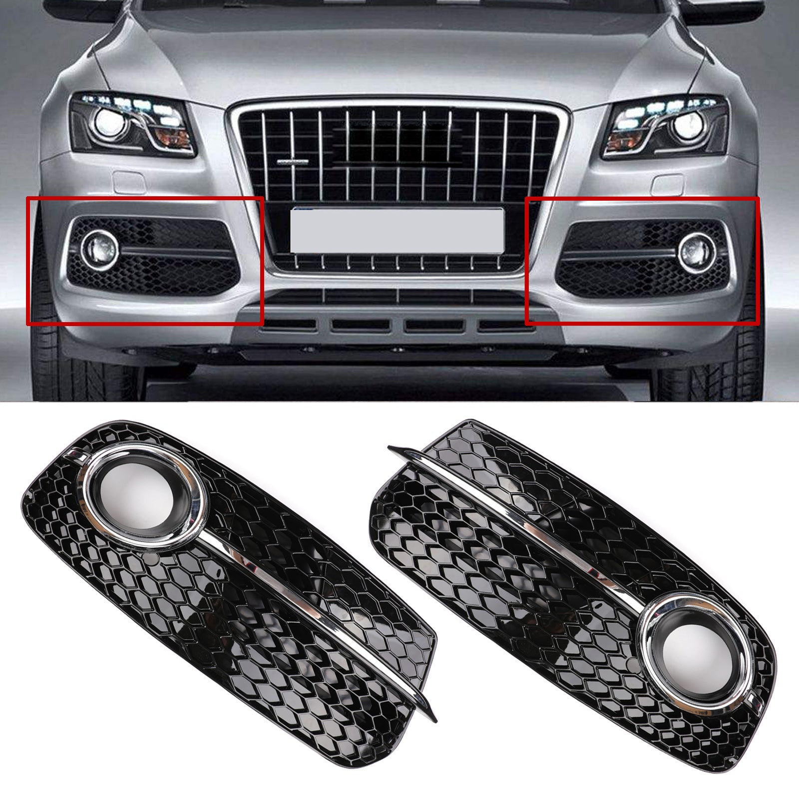 Grille de phare antibrouillard pour pare-chocs avant Audi Q5 2013 – 2016, 1 pièce Gauche/Droite, ne convient pas aux SQ5 et SLINE