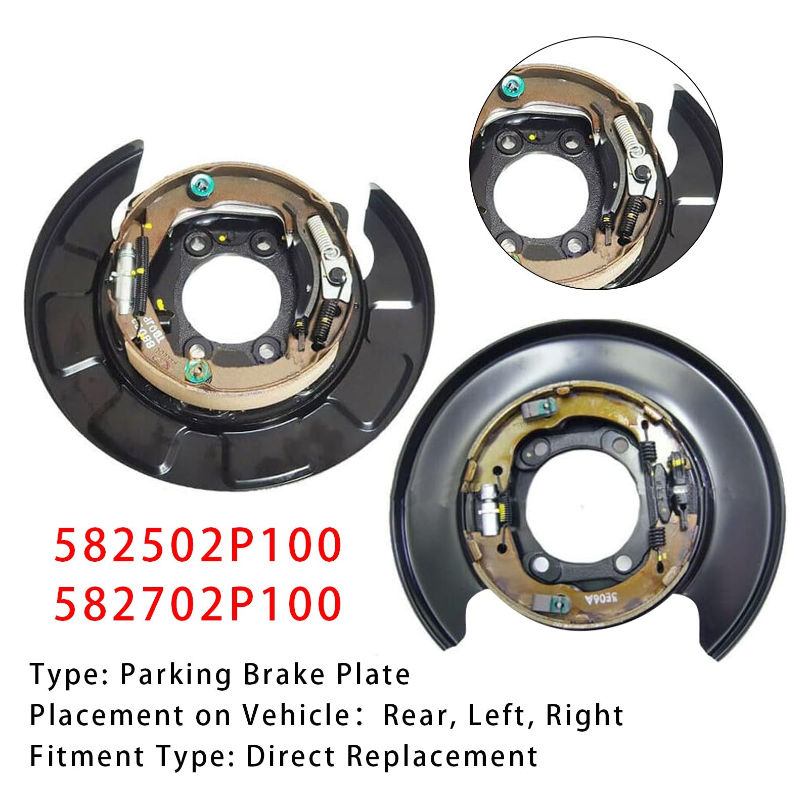 Piastra freno di stazionamento posteriore sinistro e destro 582502P100+582702P100 per Hyundai Kia