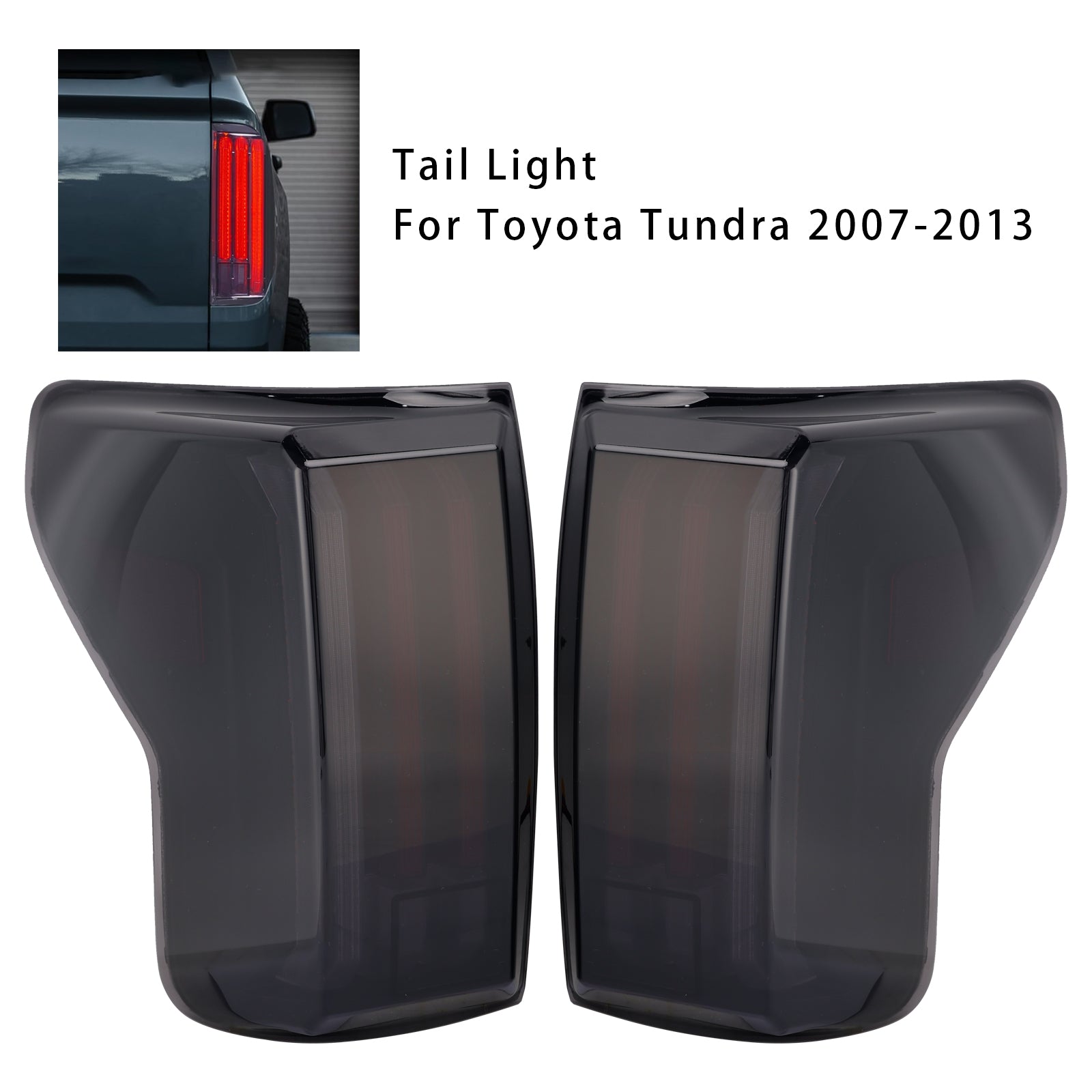 Leve in desne LED zadnje luči za Toyota Tundra (2007-2013), črno ohišje, zatemnjena leča