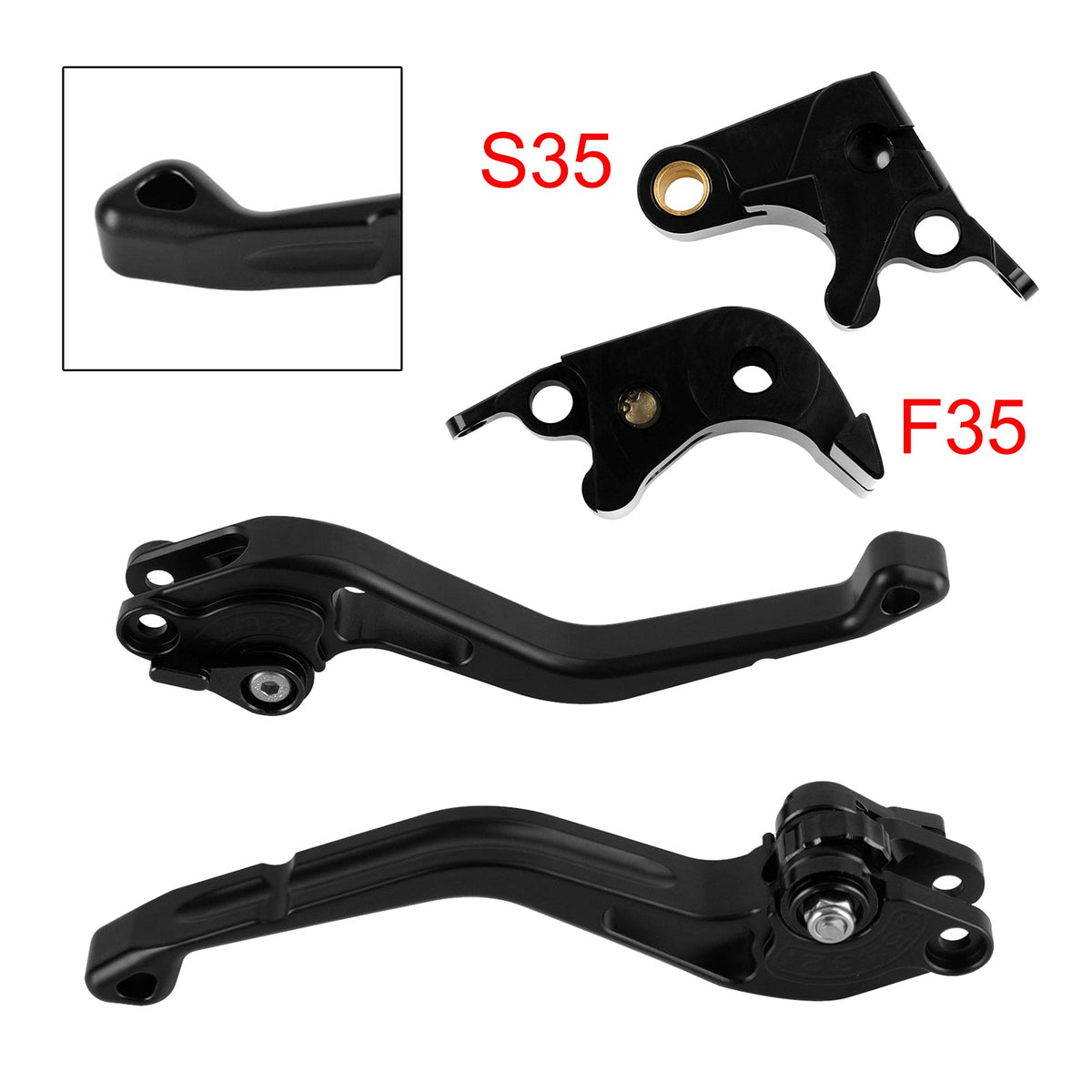 Nouveau levier de frein et d'embrayage court compatible avec Suzuki GSXR600 06-10 et GSXR1000 05-06 (noir)