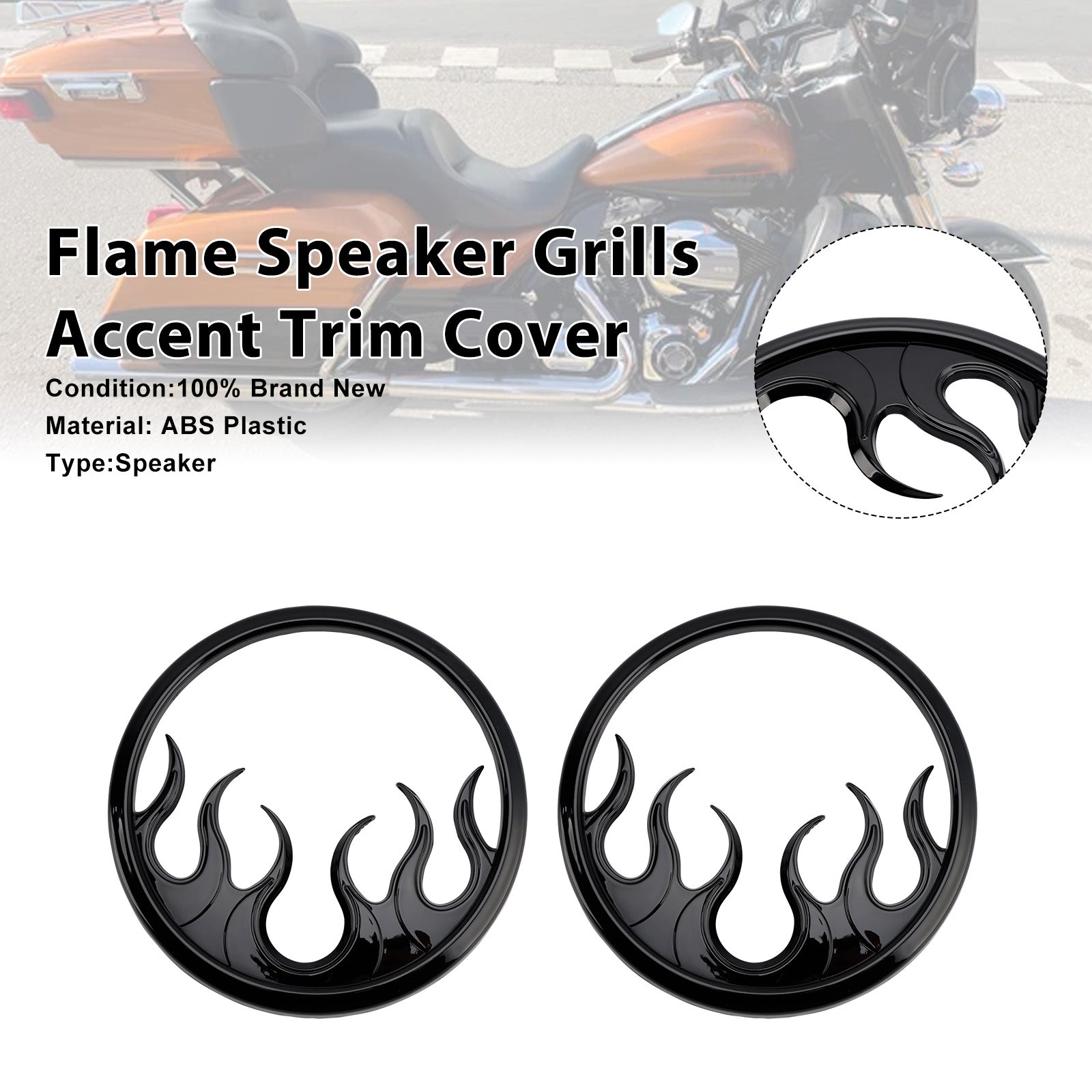 Flame Speaker Grills Decoratieve rand voor Touring Electra Glide Ultra Classic