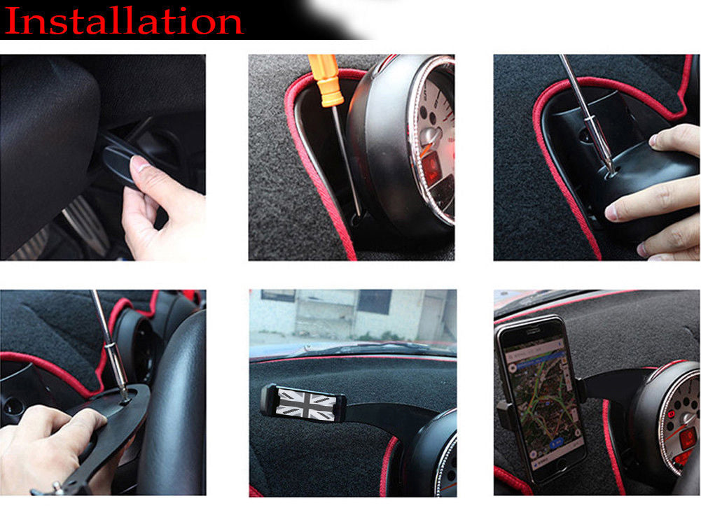 360°Rotation Car Phone Mount Cradle Holder Stand For Mini Cooper R60 R61 Gray