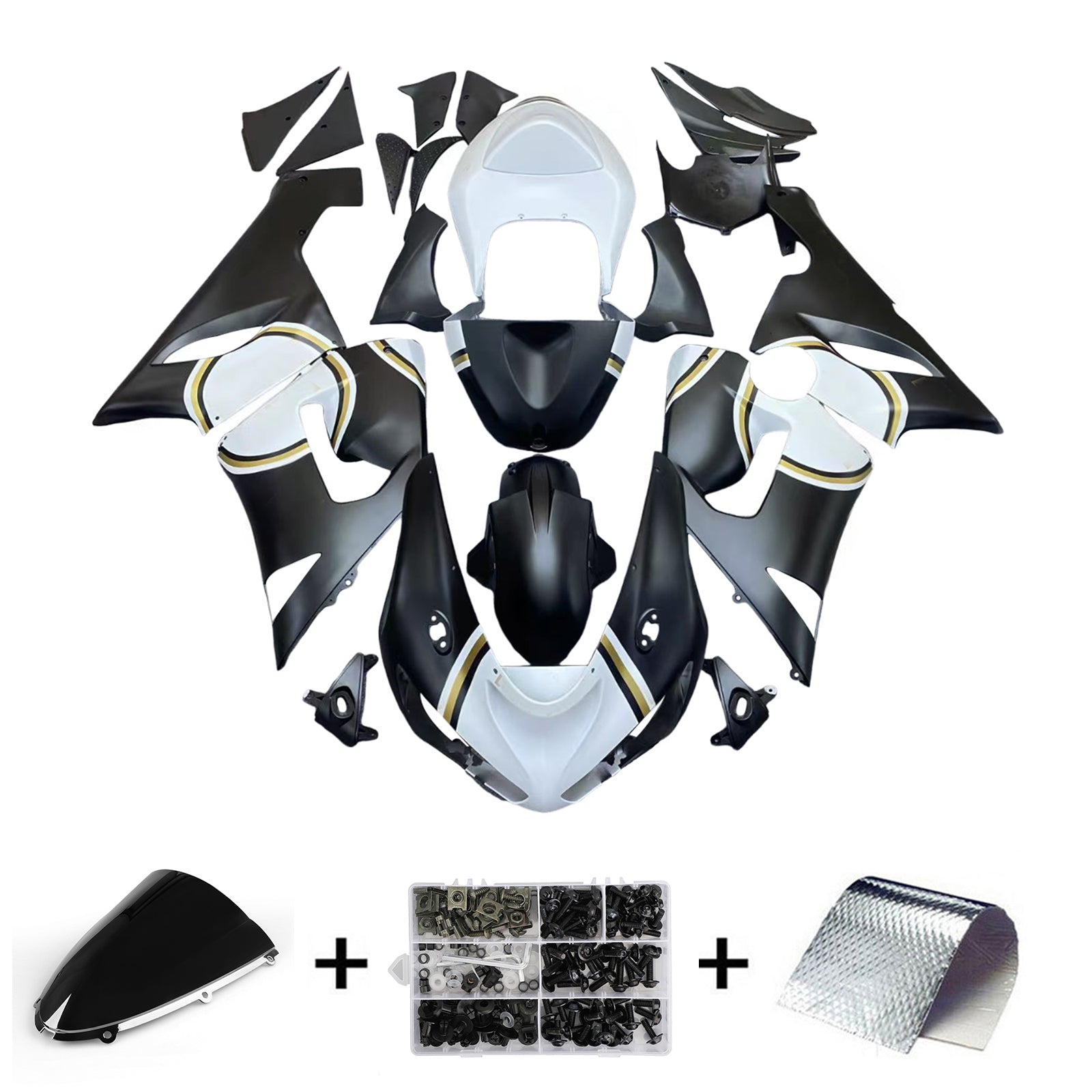 Kit de carénage en plastique ABS par injection Kawasaki ZX6R 636 2005-2006