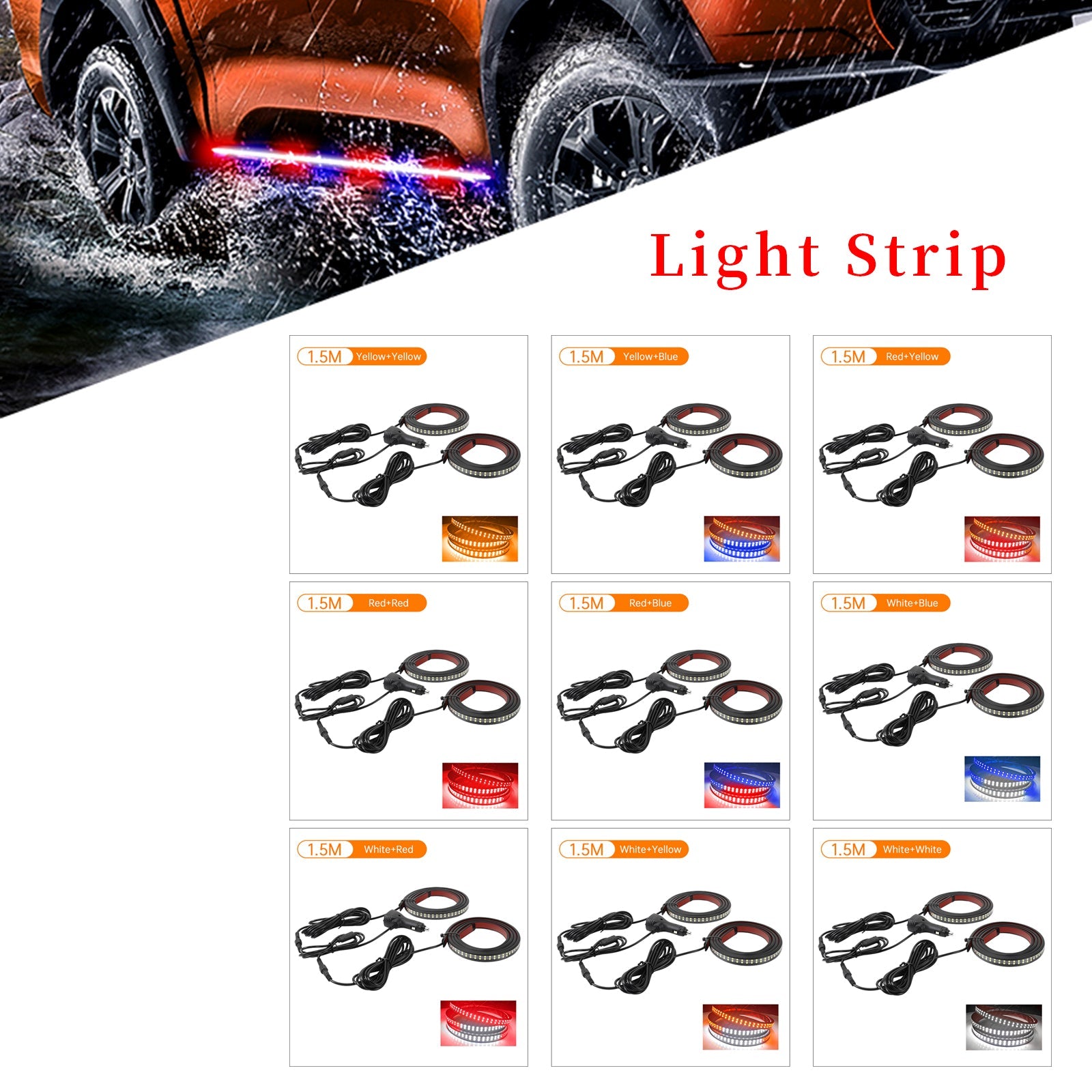Tiras de luz LED bicolor para escalones laterales de camioneta
