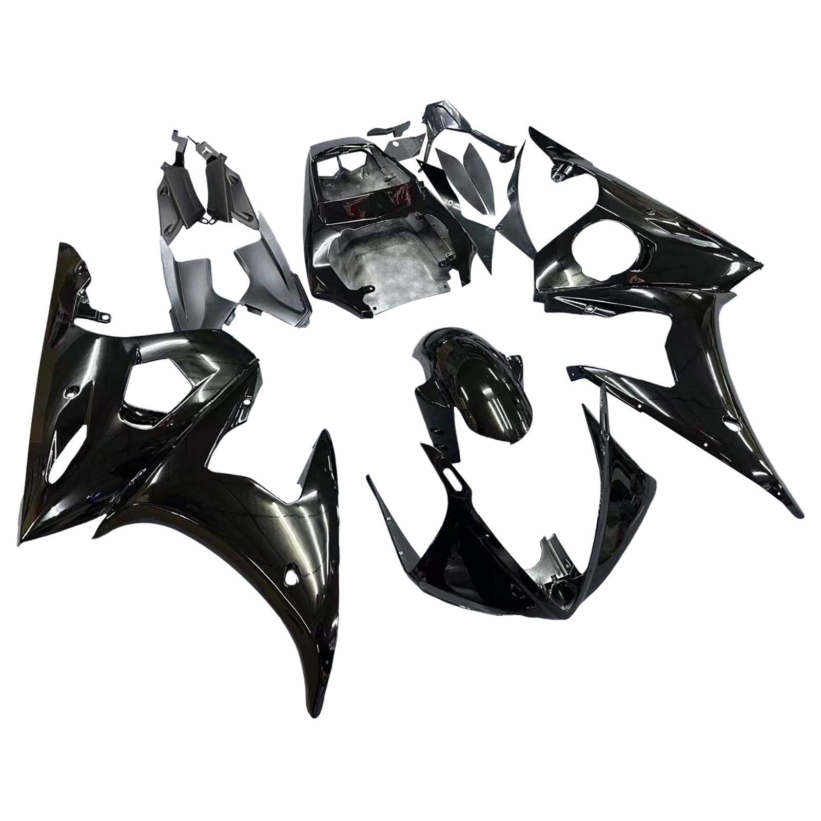 Fairing Injection Plastic Kit Gloss Black w/bolt Fit For YAMAHA 2005 YZF R6