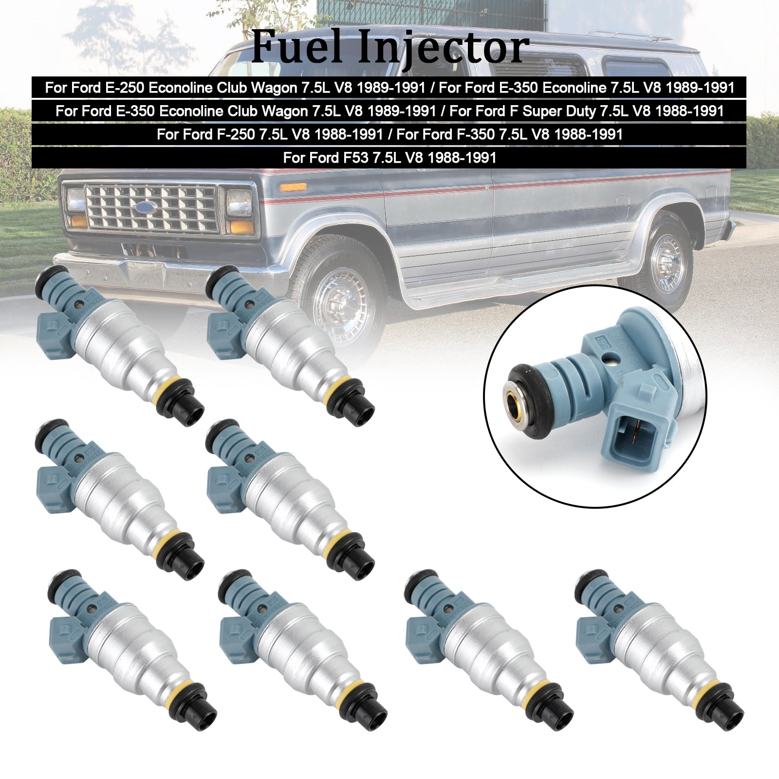 8 kpl Polttoainesuuttimet 0280150759 Ford E-250 E-350 7,5L V8 1988-1991 822-11120