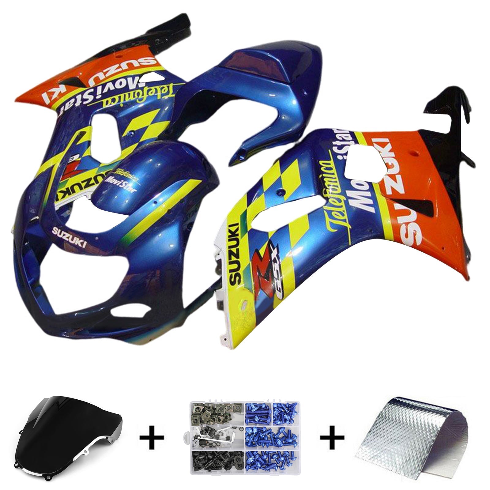 Amotopart Suzuki GSXR1000 2000-2002 K1 K2 Kit de carenado de carrocería de plástico ABS