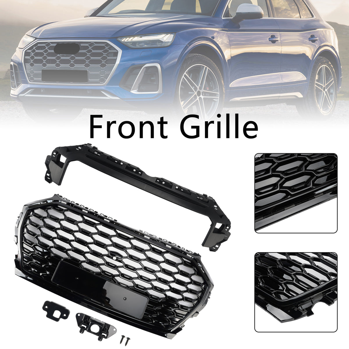 RSQ5 Style Front Honeycomb Mesh Grill Grille Pour Audi Q5 SQ5 2021-2025