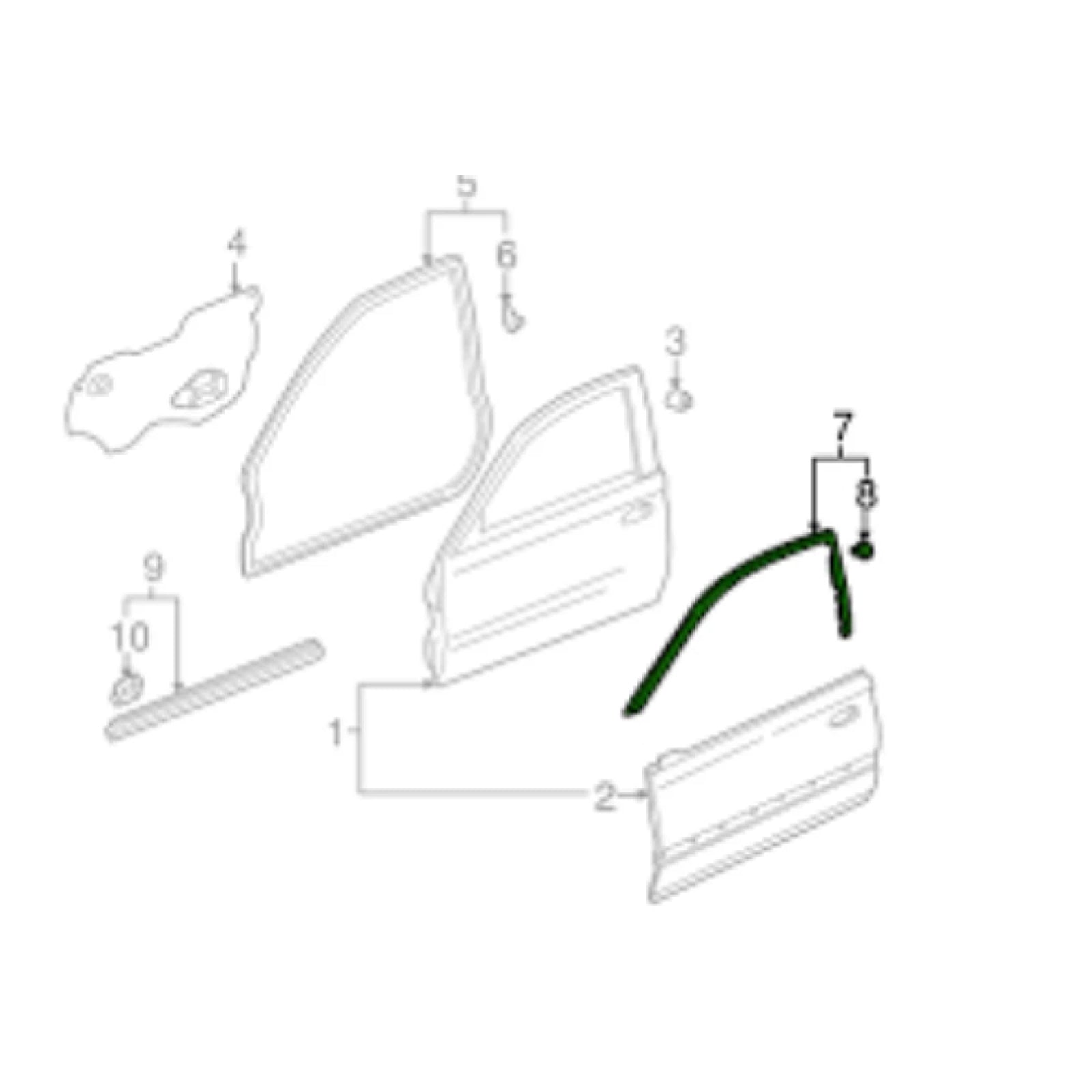 Joints d'étanchéité de porte gauche et droite en caoutchouc pour Honda Civic 3D EK9, EK2-3 et EK4 (1996-2000).