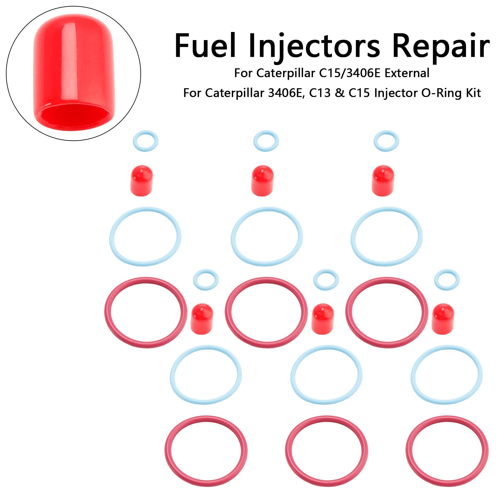 Kit de joints toriques pour injecteurs de carburant externes CAT C15/3406E 6 pièces pour Caterpillar 2481394 248-394 189-5390 1895390