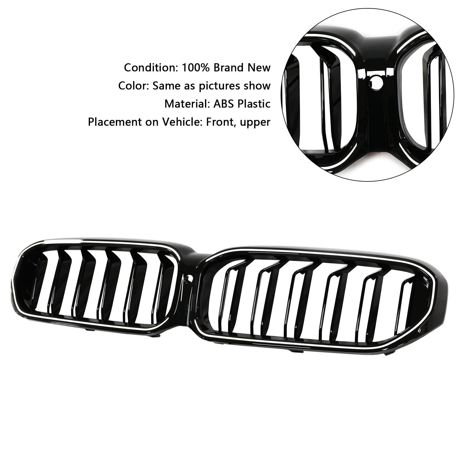 Calandre avant à double lamelles pour BMW Série 5 G30 G38 2021-2024, noir brillant