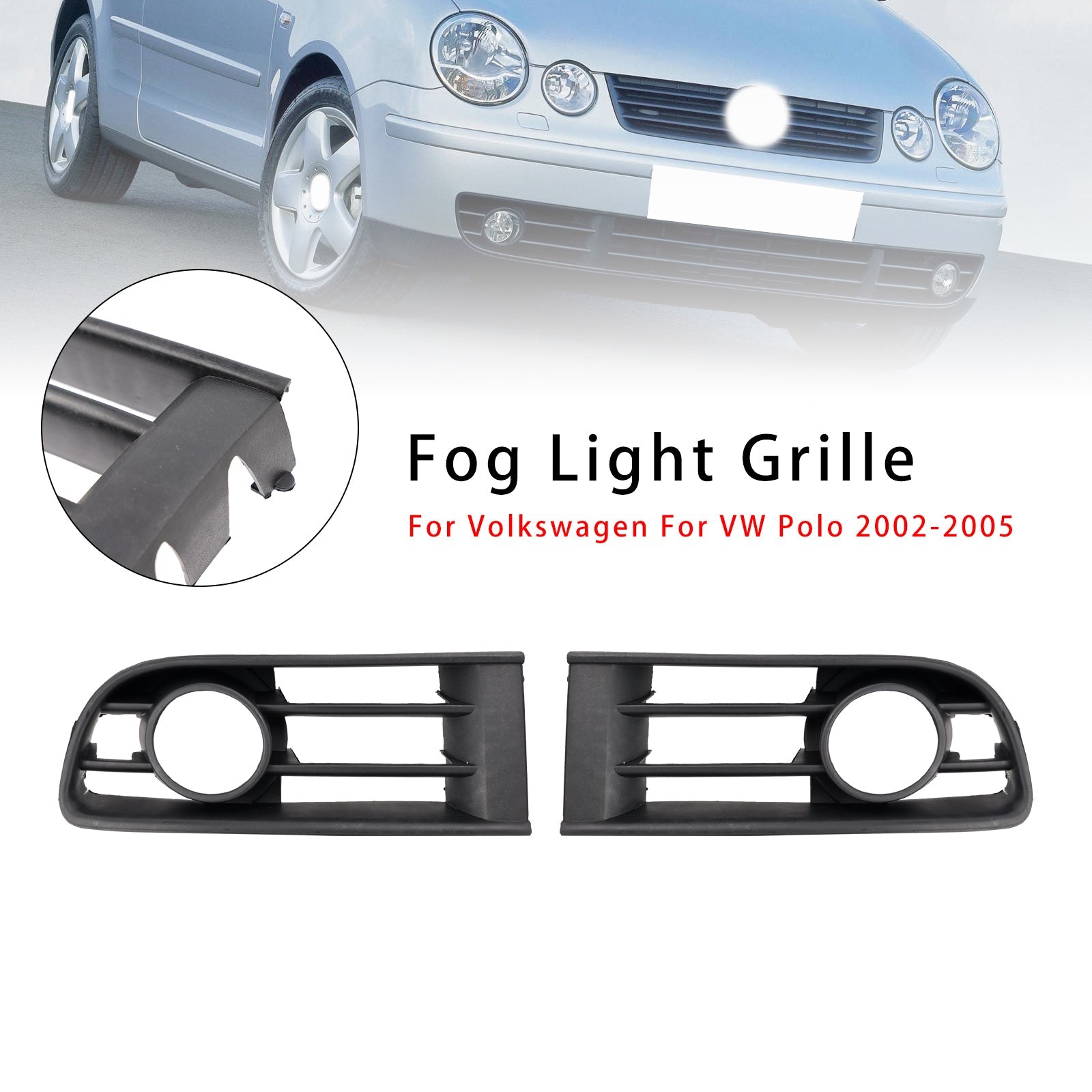 Griglia protettiva inferiore per le luci della nebbia anteriore prima della Volkswagen VW Polo 2002-2005, 2 camere