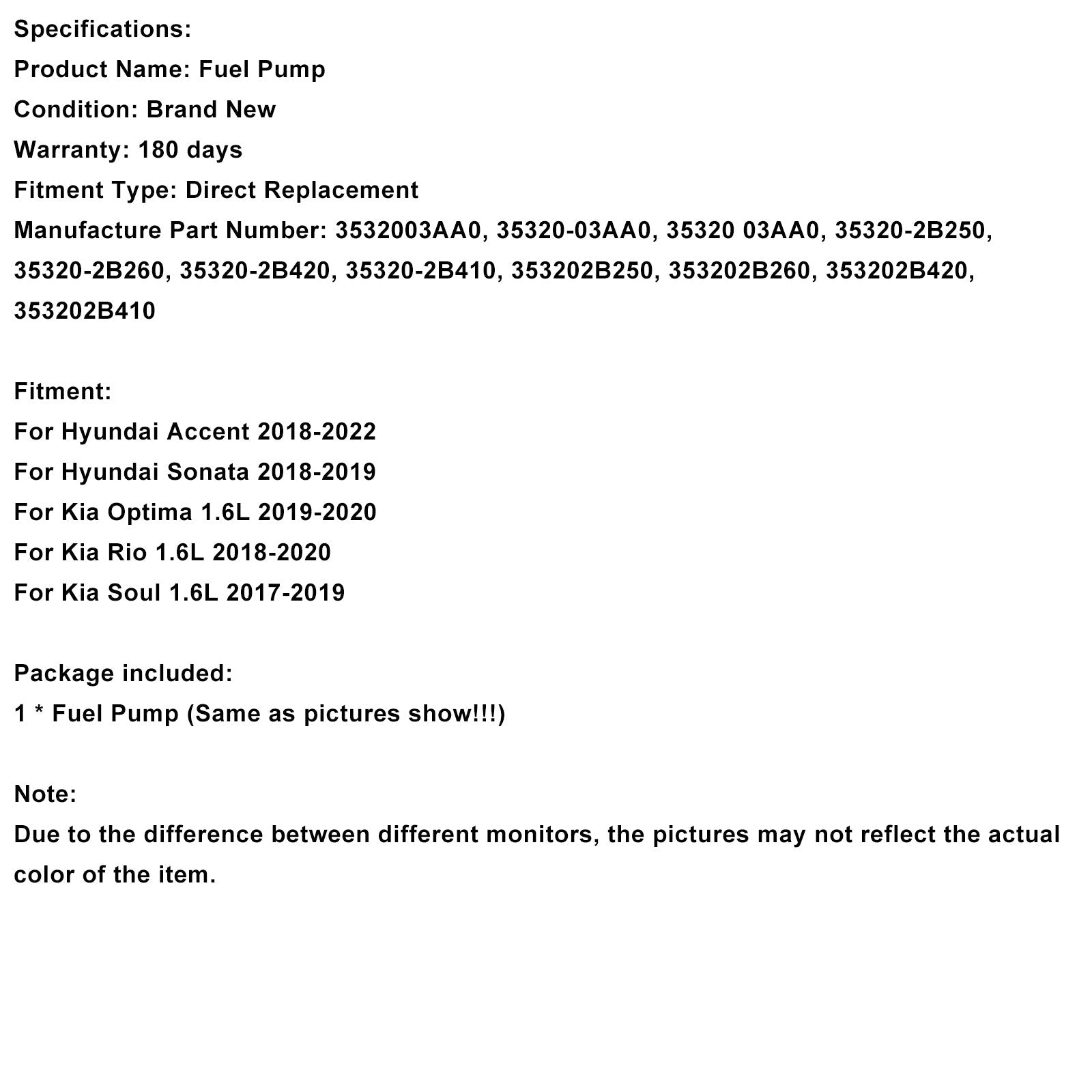 Pompa del carburante ad alta pressione per Hyundai Sonata 2018-2019, codice articolo 35320-2B250