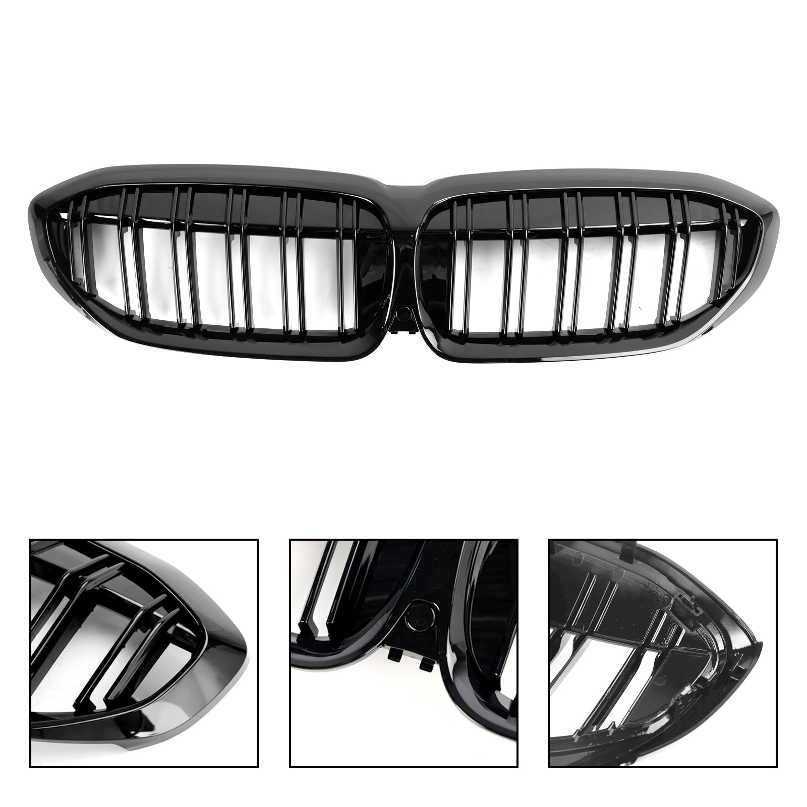 Black Dual Slat Kidney Grille Grill 51138072085 Pour BMW 3 Series G20 2019-2022